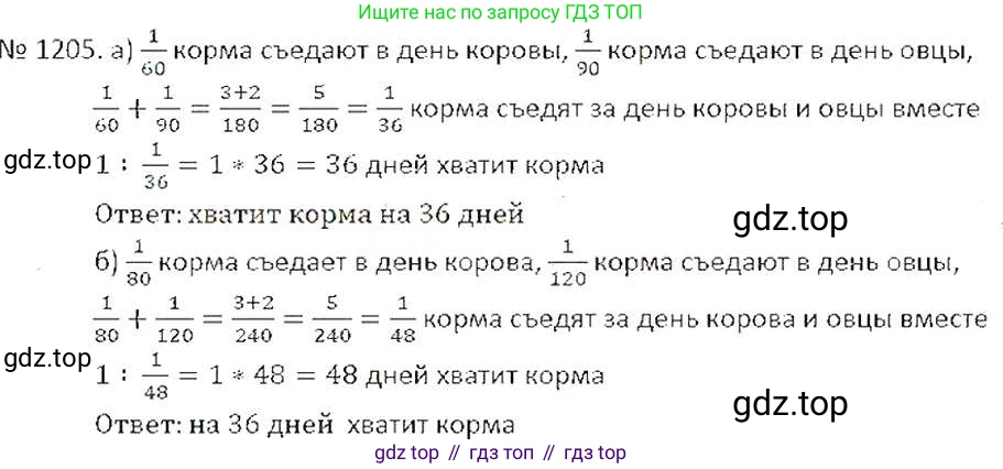 ГДЗ Математика, 6 класс Учебник, авторы: Никольский Сергей Михайлович, Потапов Михаил Константинович, Решетников Николай Николаевич, Шевкин Александр Владимирович, издательство Просвещение, Москва, 2019 - 2022, страница 241, номер 1205, Решение 6