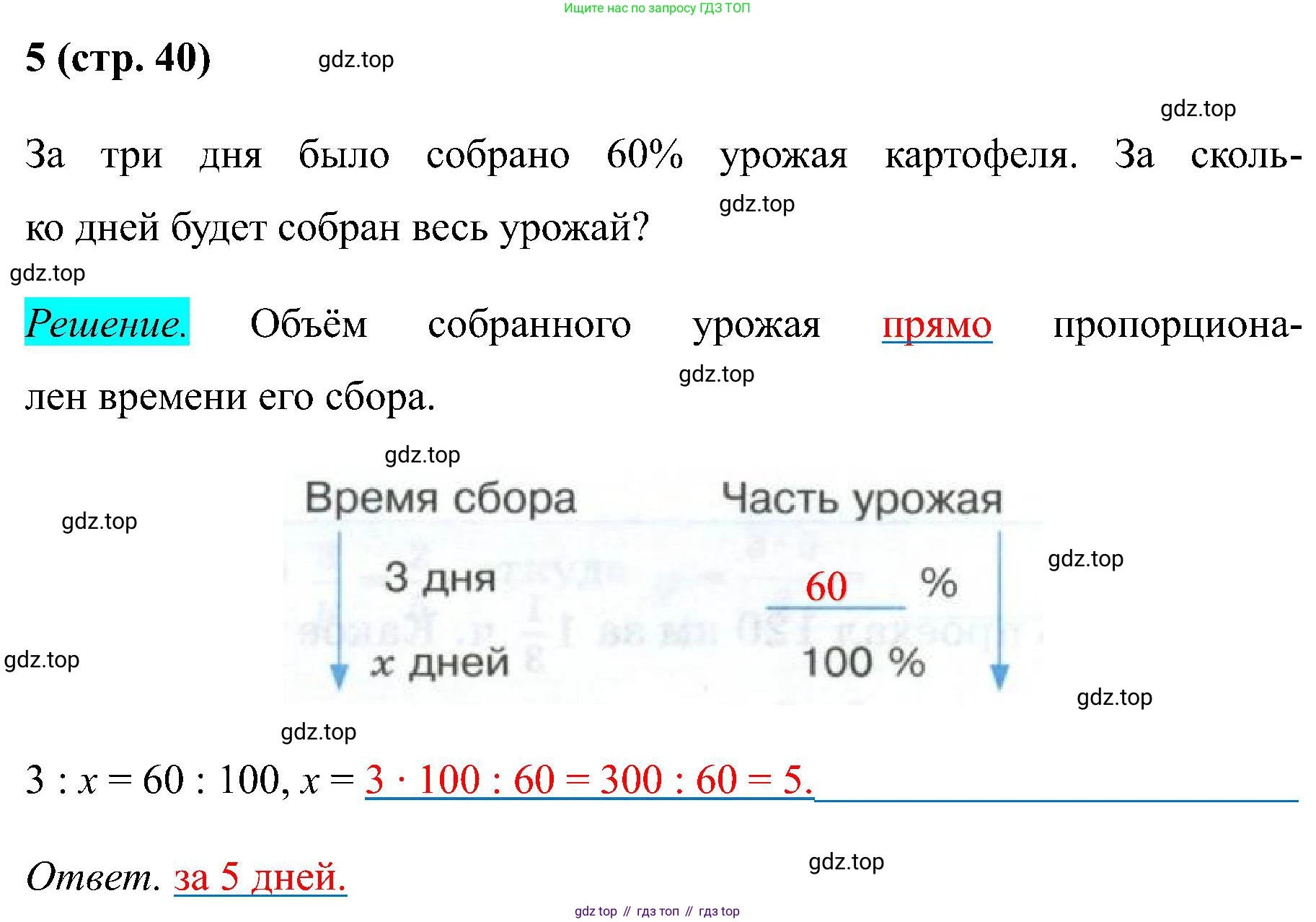 Математика, 6 класс рабочая тетрадь, автор: Ткачева Мария Владимировна, издательство Просвещение, Москва, 2023, белого цвета, страница 40, номер 5, Решение