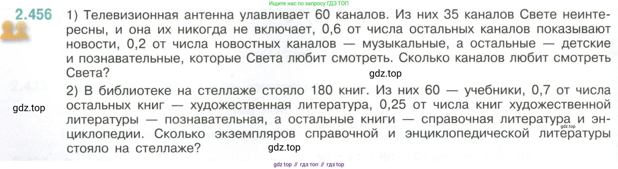 ГДЗ Математика, 6 класс Учебник, авторы: Виленкин Наум Яковлевич, Жохов Владимир Иванович, Чесноков Александр Семёнович, Александрова Лилия Александровна, Шварцбурд Семён Исаакович, издательство Просвещение, Москва, 2023, белого цвета, Часть 1, страница 104, номер 2.456, Условие