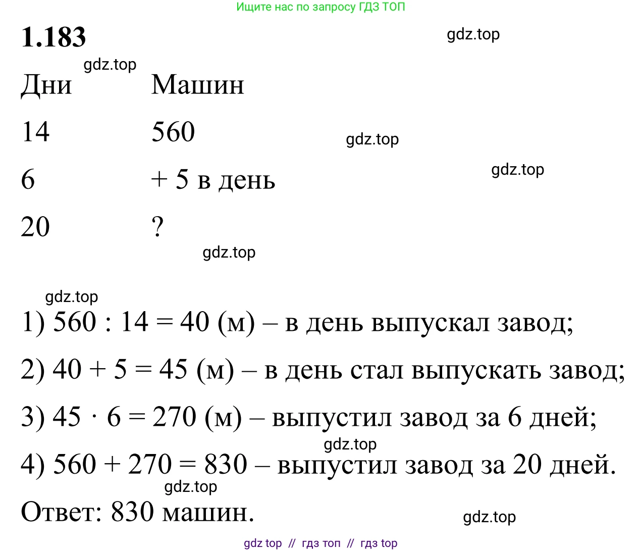 Математика, 6 класс Учебник, авторы: Виленкин Наум Яковлевич, Жохов Владимир Иванович, Чесноков Александр Семёнович, Александрова Лилия Александровна, Шварцбурд Семён Исаакович, издательство Просвещение, Москва, 2023, белого цвета, Часть 1, страница 40, номер 1.183, Решение 1