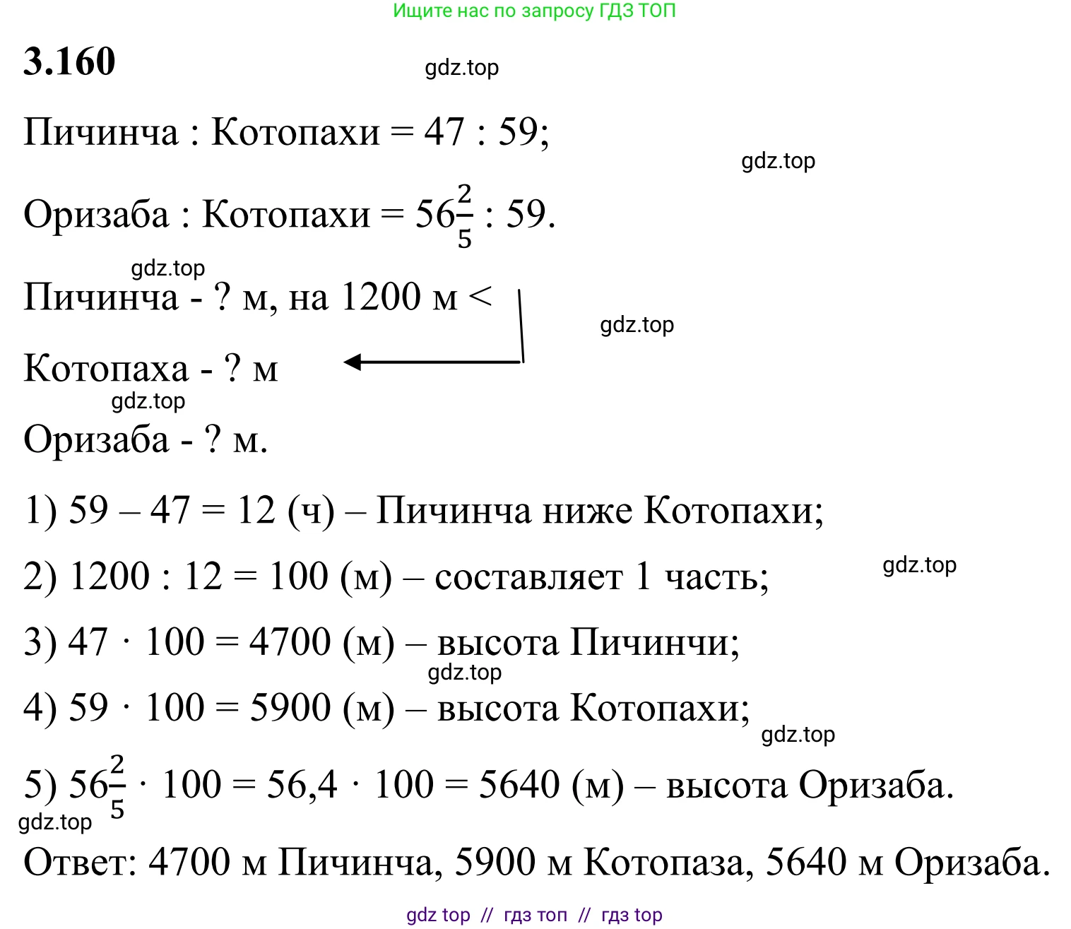 Математика, 6 класс Учебник, авторы: Виленкин Наум Яковлевич, Жохов Владимир Иванович, Чесноков Александр Семёнович, Александрова Лилия Александровна, Шварцбурд Семён Исаакович, издательство Просвещение, Москва, 2023, белого цвета, Часть 1, страница 148, номер 3.160, Решение 1