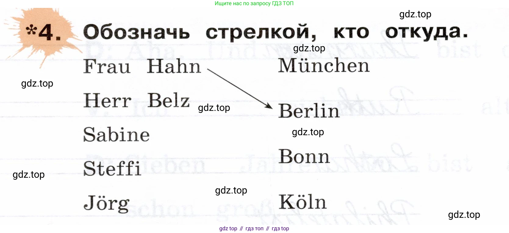 ГДЗ Немецкий язык (Deutsch), 2 класс рабочая тетрадь (arbeitsbuch), авторы: Бим Инесса Львовна (Bim I), Рыжова Лариса Ивановна (Ryschowa L), издательство Просвещение, Москва, 2023, бежевого цвета, Часть 1, страница 57, номер 4, Условие