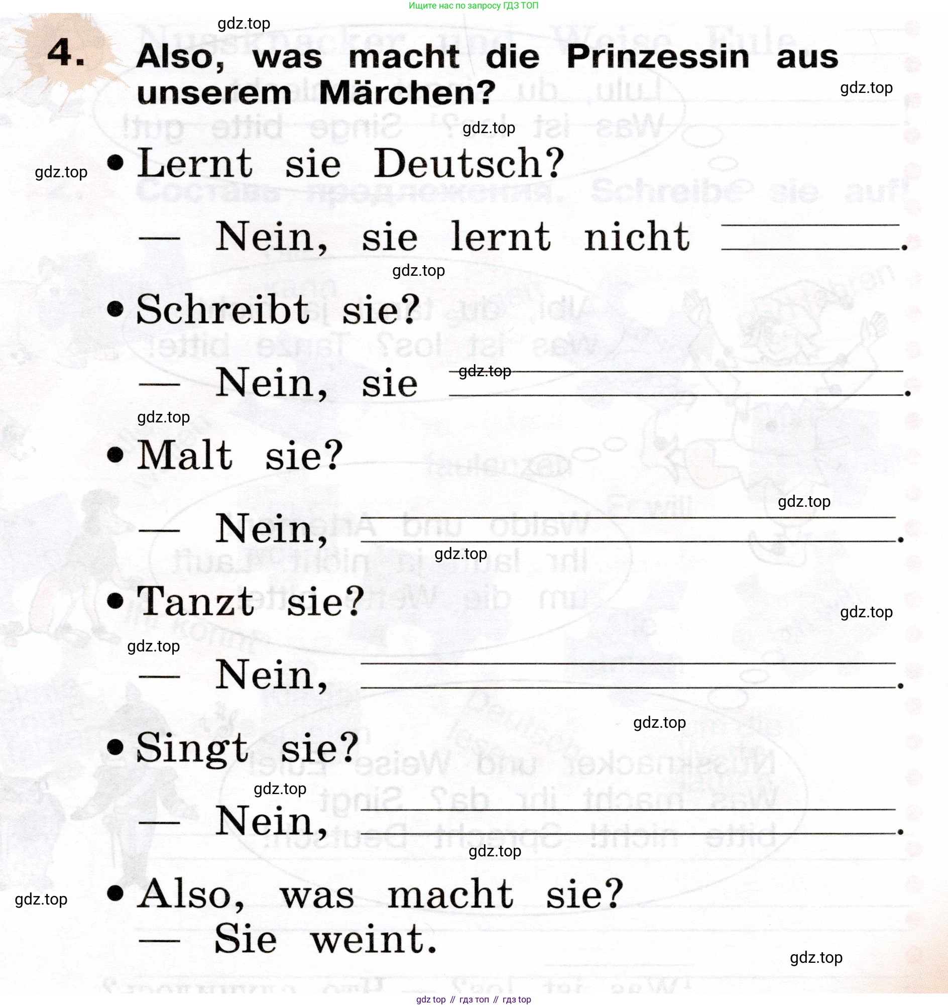 ГДЗ Немецкий язык (Deutsch), 2 класс рабочая тетрадь (arbeitsbuch), авторы: Бим Инесса Львовна (Bim I), Рыжова Лариса Ивановна (Ryschowa L), издательство Просвещение, Москва, 2023, бежевого цвета, Часть 2, страница 53, номер 4, Условие