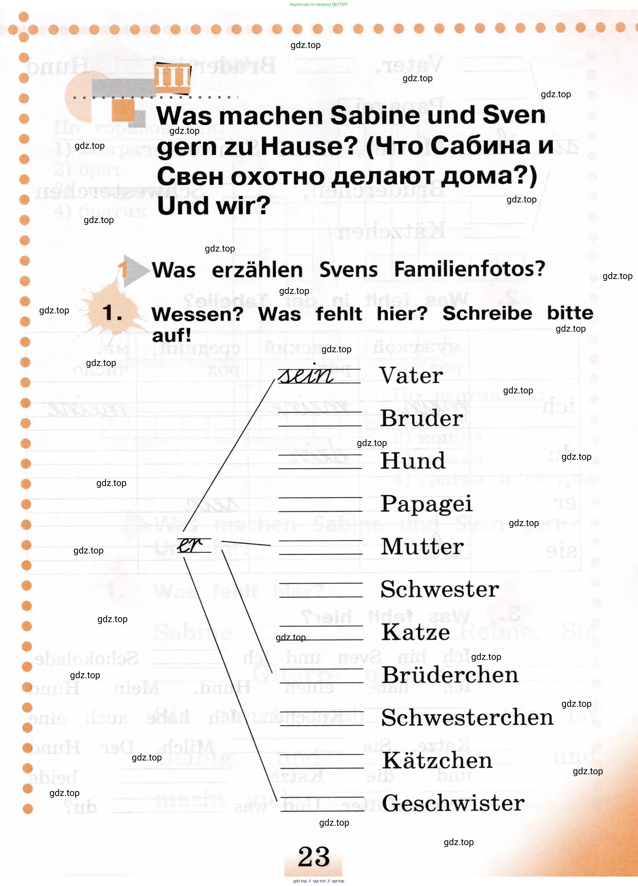 Немецкий язык (Deutsch), 2 класс рабочая тетрадь (arbeitsbuch), авторы: Бим Инесса Львовна (Bim I), Рыжова Лариса Ивановна (Ryschowa L), издательство Просвещение, Москва, 2023, бежевого цвета, Часть 1, страница 23
