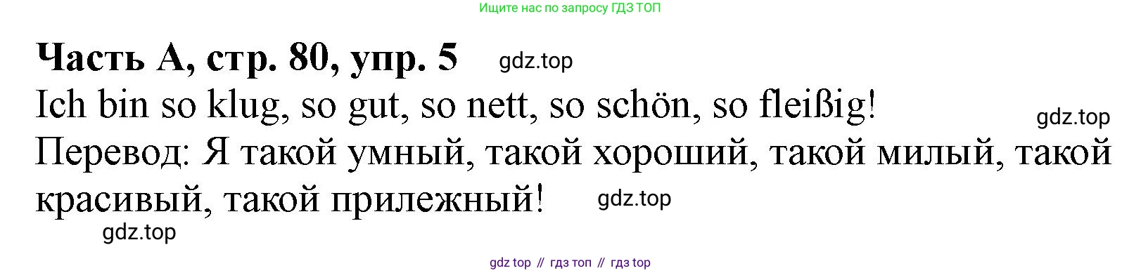 ГДЗ Немецкий язык (Deutsch), 2 класс рабочая тетрадь (arbeitsbuch), авторы: Бим Инесса Львовна (Bim I), Рыжова Лариса Ивановна (Ryschowa L), издательство Просвещение, Москва, 2023, бежевого цвета, Часть 1, страница 80, номер 5, Решение
