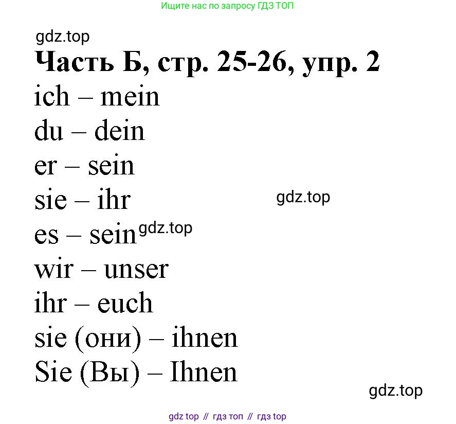 ГДЗ Немецкий язык (Deutsch), 2 класс рабочая тетрадь (arbeitsbuch), авторы: Бим Инесса Львовна (Bim I), Рыжова Лариса Ивановна (Ryschowa L), издательство Просвещение, Москва, 2023, бежевого цвета, Часть 2, страница 26, номер 2, Решение