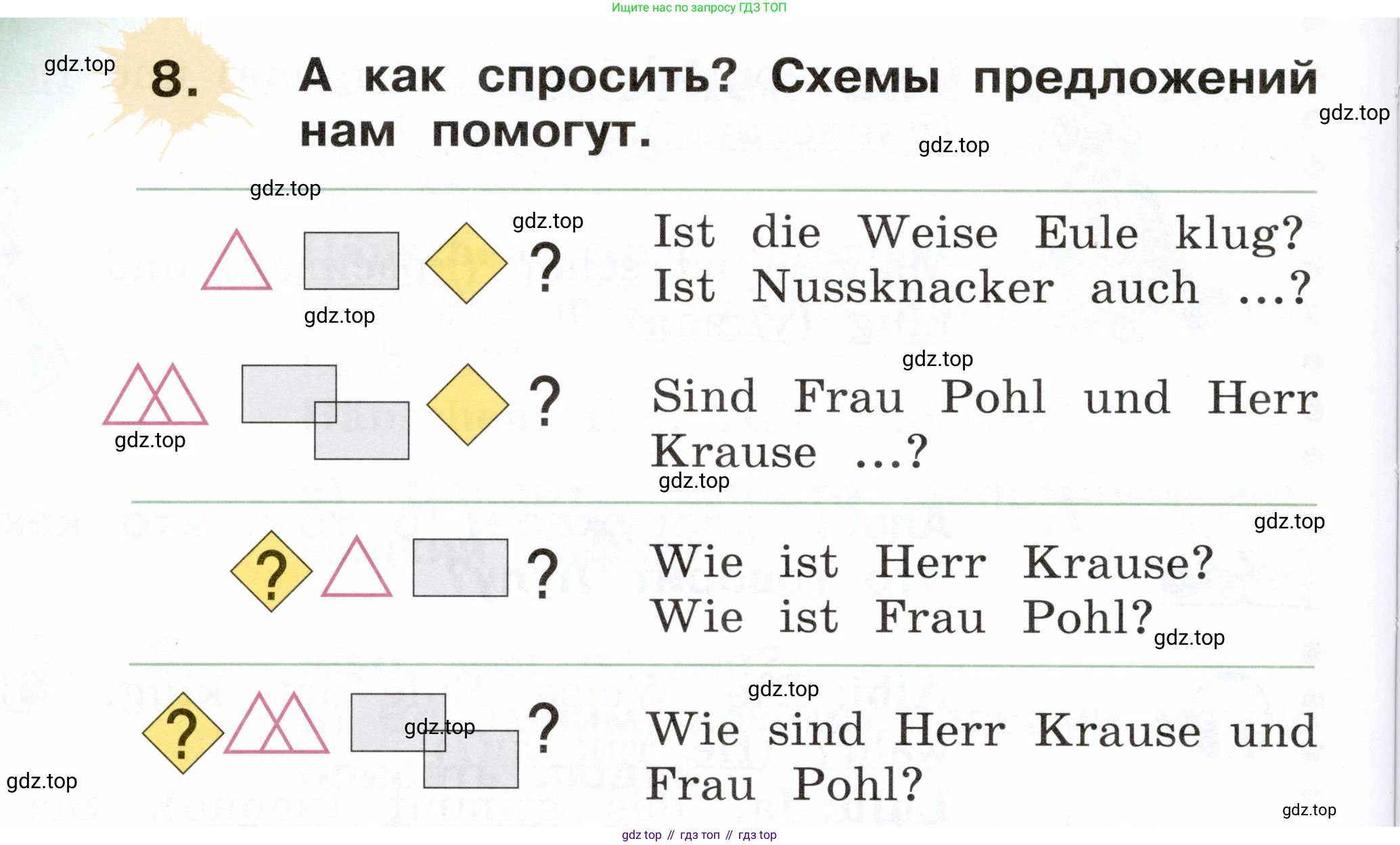 ГДЗ Немецкий язык (Deutsch), 2 класс учебник (lehrbuch), авторы: Бим Инесса Львовна (Bim I), Рыжова Лариса Ивановна (Ryschowa L), издательство Просвещение, Москва, 2023, бежевого цвета, Часть 1, страница 90, номер 8, Условие
