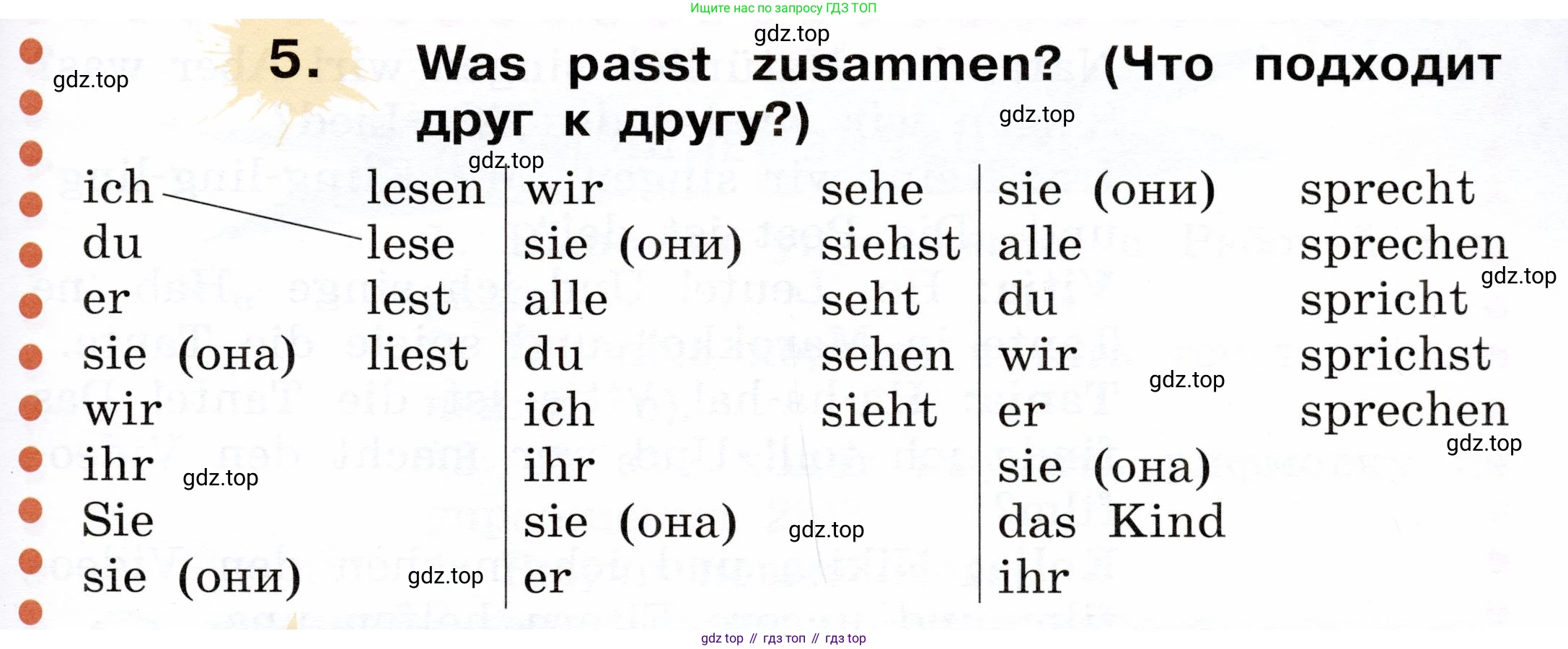 ГДЗ Немецкий язык (Deutsch), 2 класс учебник (lehrbuch), авторы: Бим Инесса Львовна (Bim I), Рыжова Лариса Ивановна (Ryschowa L), издательство Просвещение, Москва, 2023, бежевого цвета, Часть 2, страница 63, номер 5, Условие