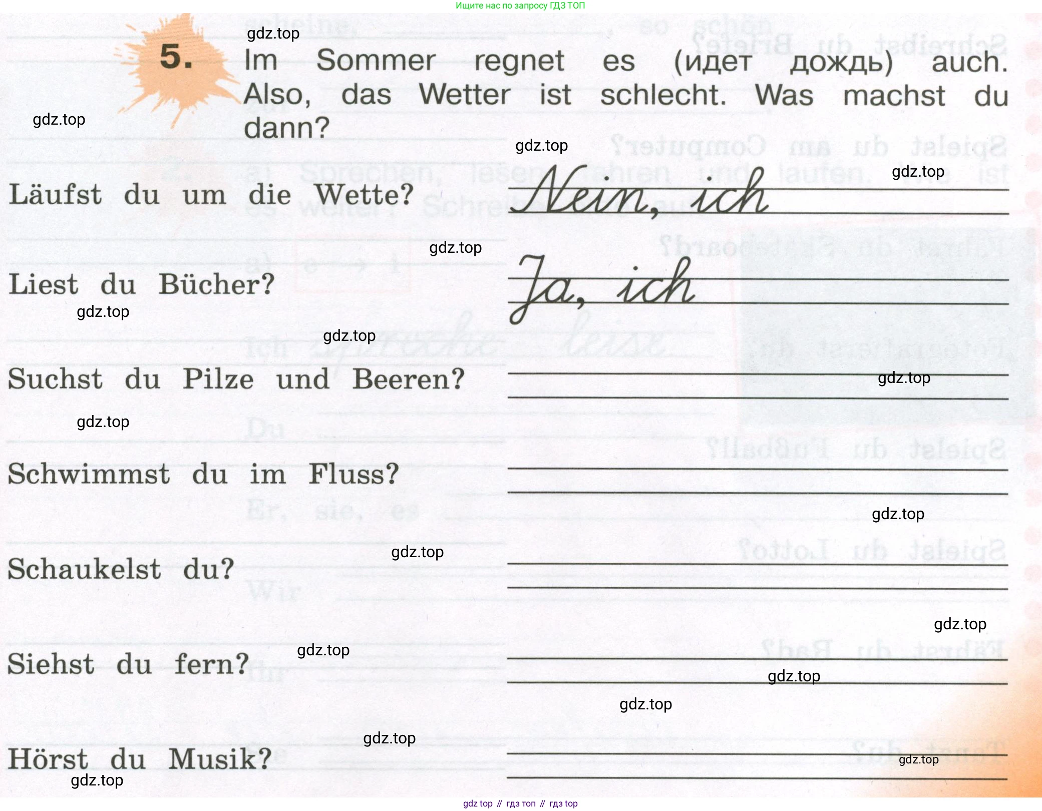 ГДЗ Немецкий язык (Deutsch), 3 класс рабочая тетрадь (arbeitsbuch), авторы: Бим Инесса Львовна (Bim I), Рыжова Лариса Ивановна (Ryschowa L), Фомичева Людмила Михайловна (Fomitschjowa L), издательство Просвещение, Москва, 2023, салатового цвета, Часть 1, страница 13, номер 5, Условие