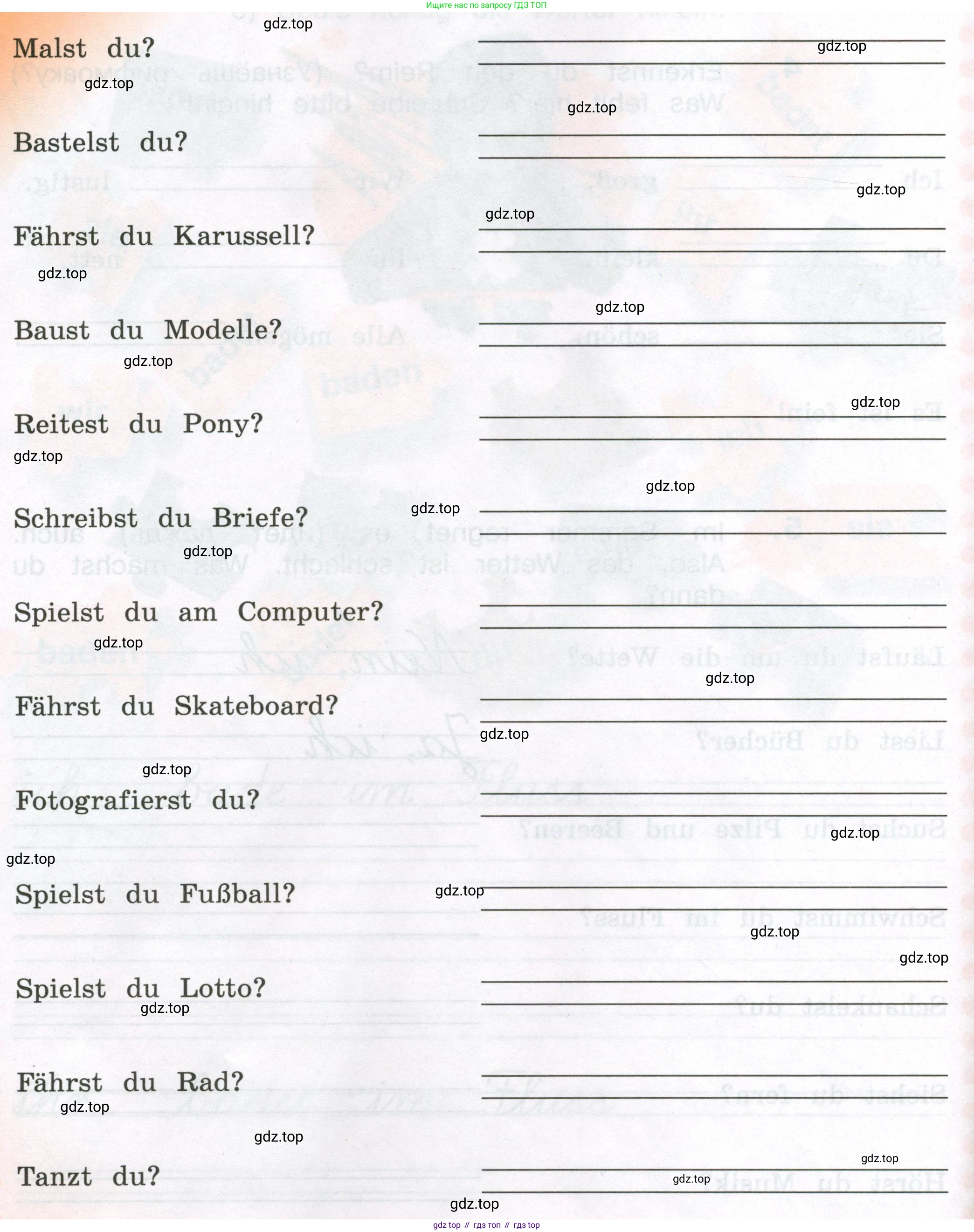 ГДЗ Немецкий язык (Deutsch), 3 класс рабочая тетрадь (arbeitsbuch), авторы: Бим Инесса Львовна (Bim I), Рыжова Лариса Ивановна (Ryschowa L), Фомичева Людмила Михайловна (Fomitschjowa L), издательство Просвещение, Москва, 2023, салатового цвета, Часть 1, страница 13, номер 5, Условие (продолжение 2)