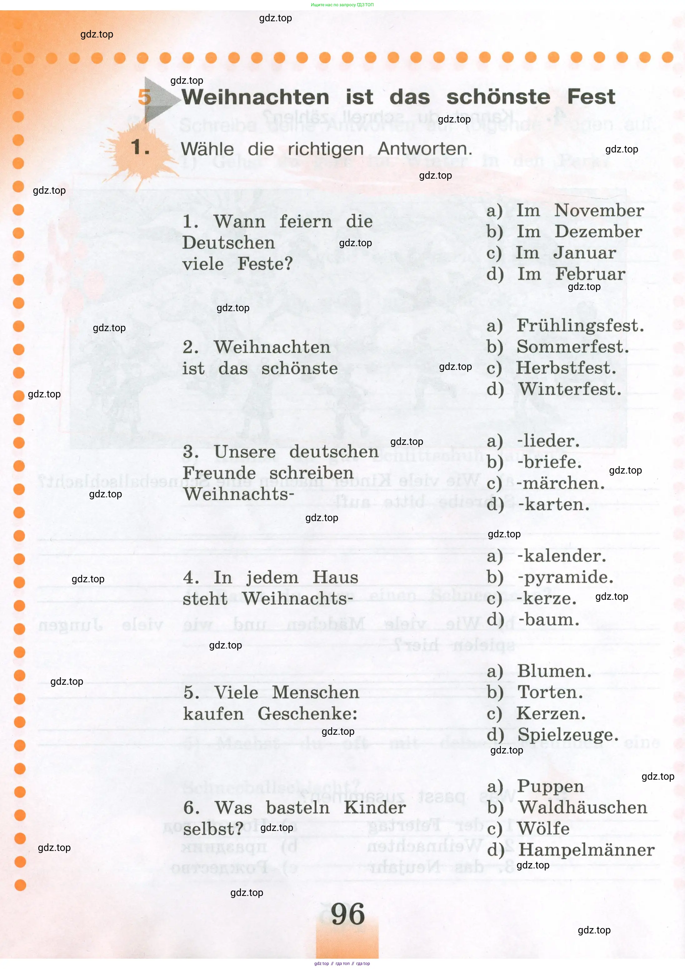 Немецкий язык (Deutsch), 3 класс рабочая тетрадь (arbeitsbuch), авторы: Бим Инесса Львовна (Bim I), Рыжова Лариса Ивановна (Ryschowa L), Фомичева Людмила Михайловна (Fomitschjowa L), издательство Просвещение, Москва, 2023, салатового цвета, Часть 1, страница 96