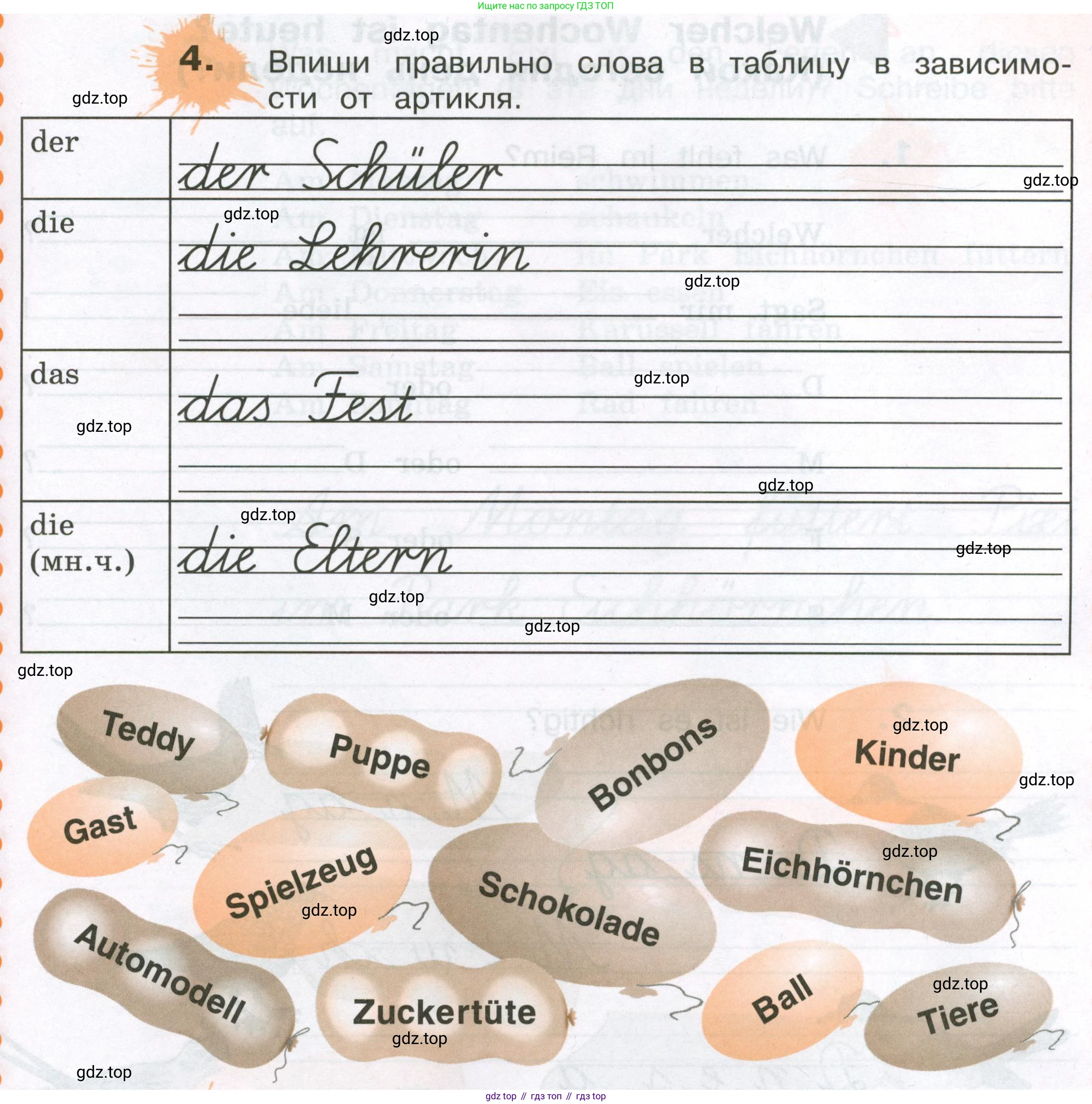 ГДЗ Немецкий язык (Deutsch), 3 класс рабочая тетрадь (arbeitsbuch), авторы: Бим Инесса Львовна (Bim I), Рыжова Лариса Ивановна (Ryschowa L), Фомичева Людмила Михайловна (Fomitschjowa L), издательство Просвещение, Москва, 2023, салатового цвета, Часть 1, страница 37, номер 4, Условие