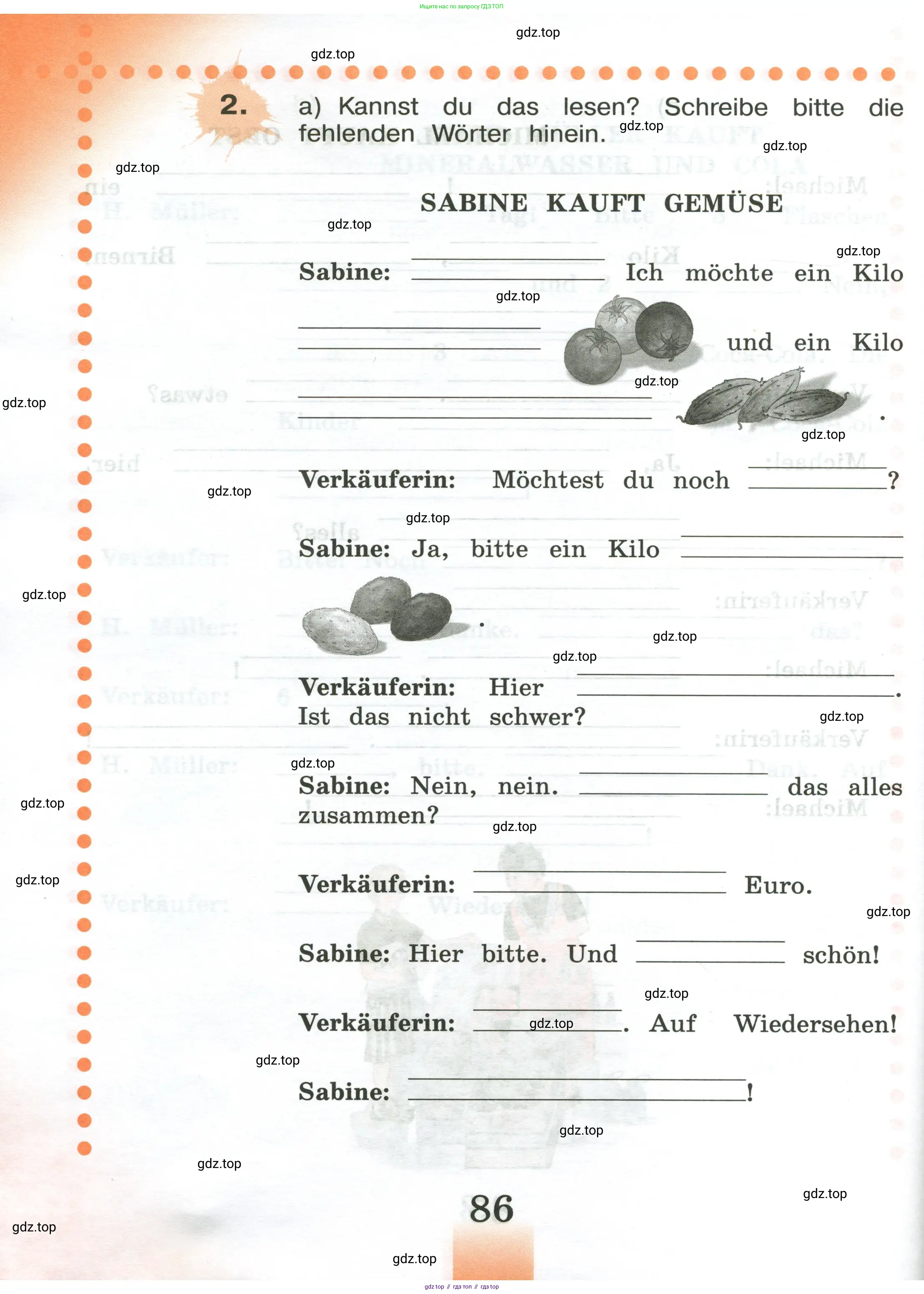 Немецкий язык (Deutsch), 3 класс рабочая тетрадь (arbeitsbuch), авторы: Бим Инесса Львовна (Bim I), Рыжова Лариса Ивановна (Ryschowa L), Фомичева Людмила Михайловна (Fomitschjowa L), издательство Просвещение, Москва, 2023, салатового цвета, Часть 2, страница 86