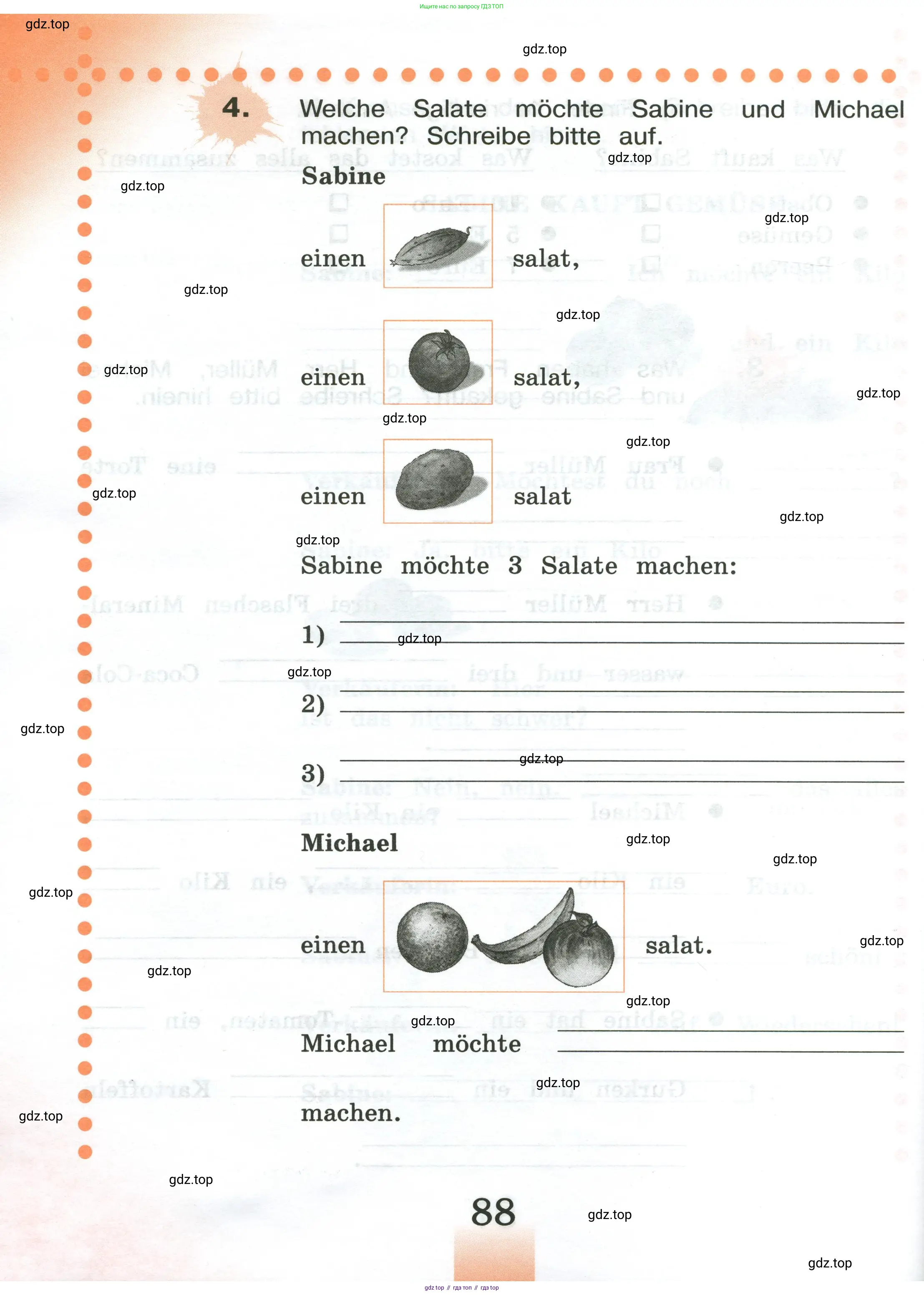 Немецкий язык (Deutsch), 3 класс рабочая тетрадь (arbeitsbuch), авторы: Бим Инесса Львовна (Bim I), Рыжова Лариса Ивановна (Ryschowa L), Фомичева Людмила Михайловна (Fomitschjowa L), издательство Просвещение, Москва, 2023, салатового цвета, Часть 1, страница 88