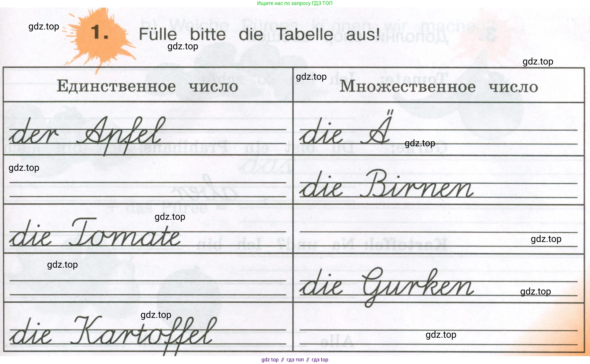 ГДЗ Немецкий язык (Deutsch), 3 класс рабочая тетрадь (arbeitsbuch), авторы: Бим Инесса Львовна (Bim I), Рыжова Лариса Ивановна (Ryschowa L), Фомичева Людмила Михайловна (Fomitschjowa L), издательство Просвещение, Москва, 2023, салатового цвета, Часть 1, страница 67, номер 1, Условие
