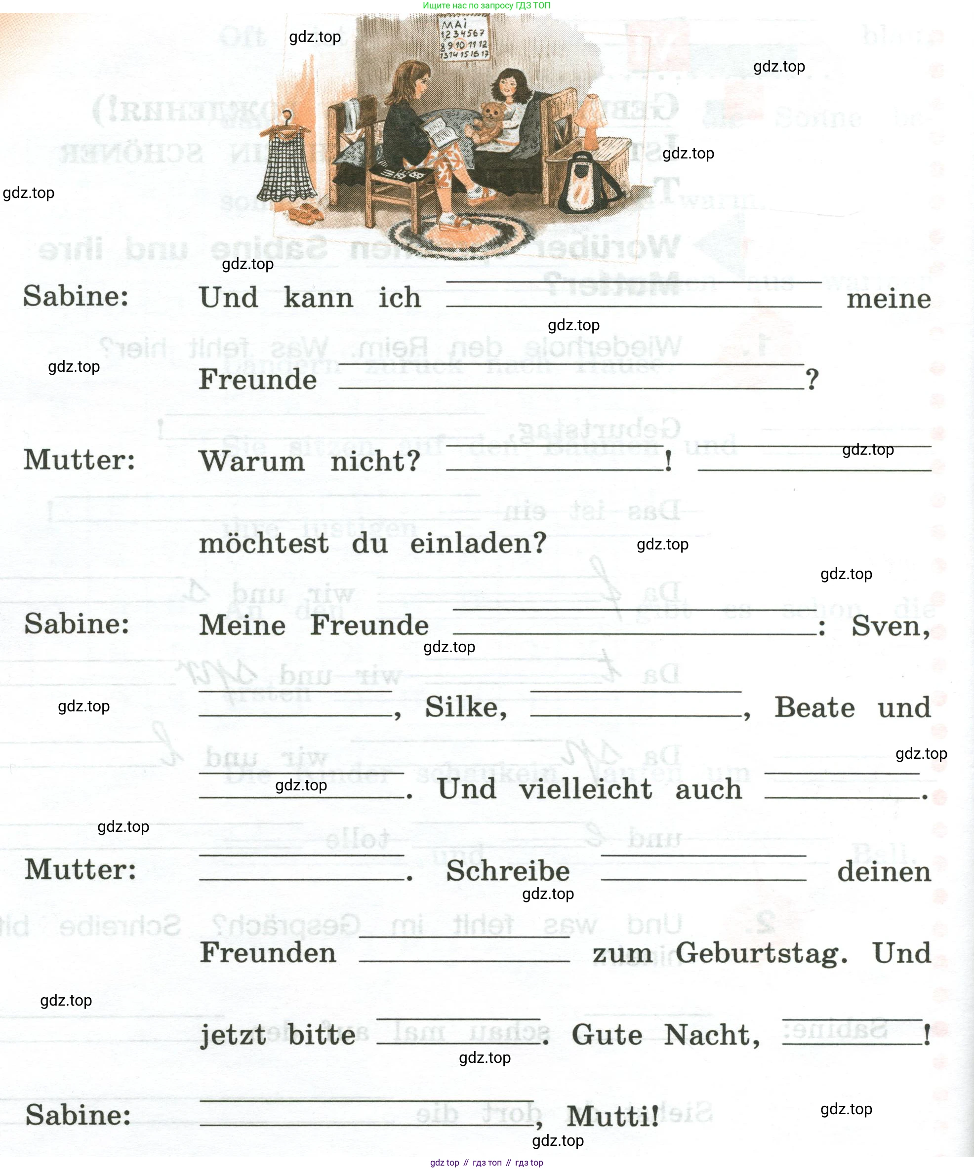ГДЗ Немецкий язык (Deutsch), 3 класс рабочая тетрадь (arbeitsbuch), авторы: Бим Инесса Львовна (Bim I), Рыжова Лариса Ивановна (Ryschowa L), Фомичева Людмила Михайловна (Fomitschjowa L), издательство Просвещение, Москва, 2023, салатового цвета, Часть 2, страница 65, номер 2, Условие (продолжение 2)