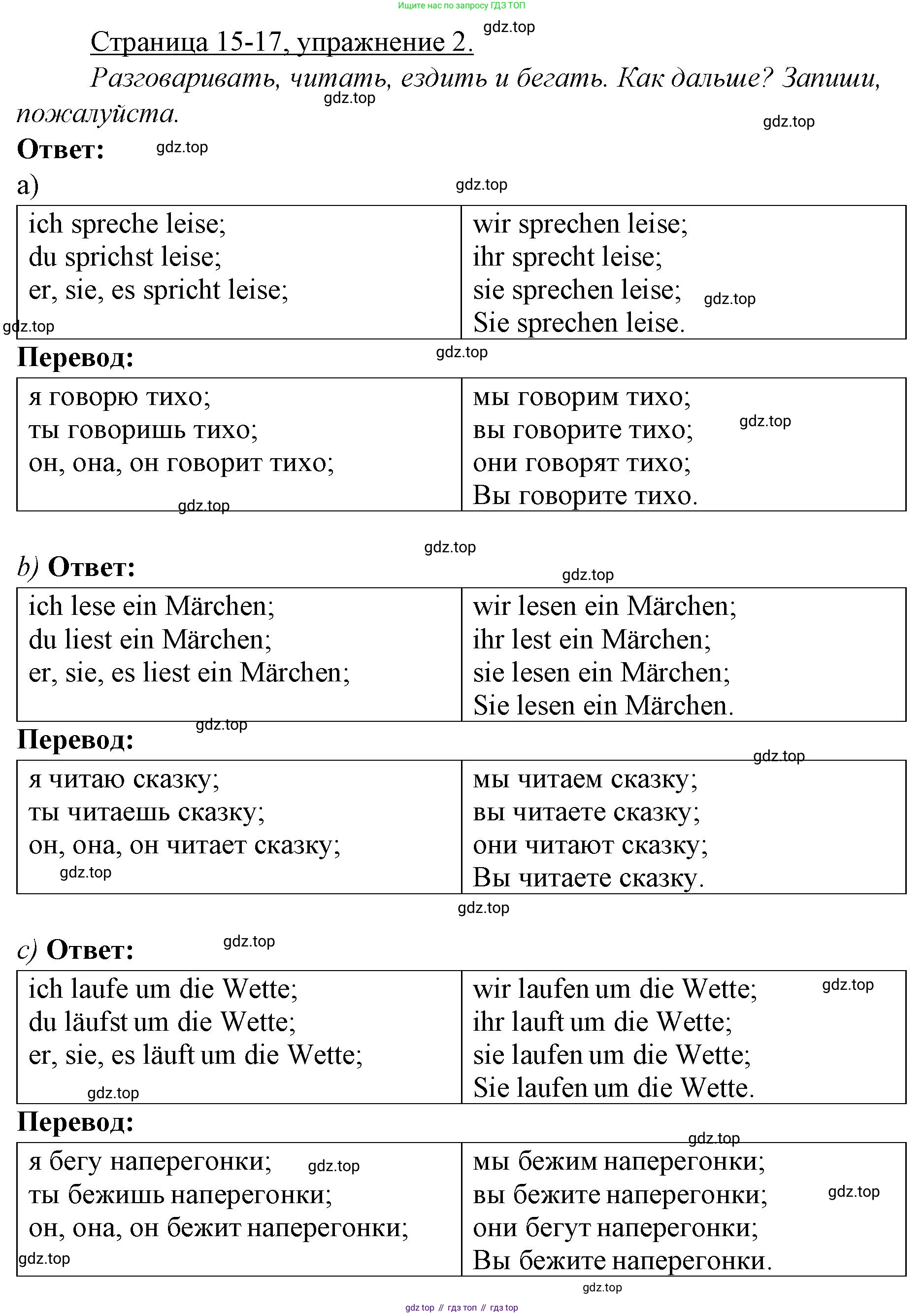 ГДЗ Немецкий язык (Deutsch), 3 класс рабочая тетрадь (arbeitsbuch), авторы: Бим Инесса Львовна (Bim I), Рыжова Лариса Ивановна (Ryschowa L), Фомичева Людмила Михайловна (Fomitschjowa L), издательство Просвещение, Москва, 2023, салатового цвета, Часть 1, страница 15, номер 2, Решение