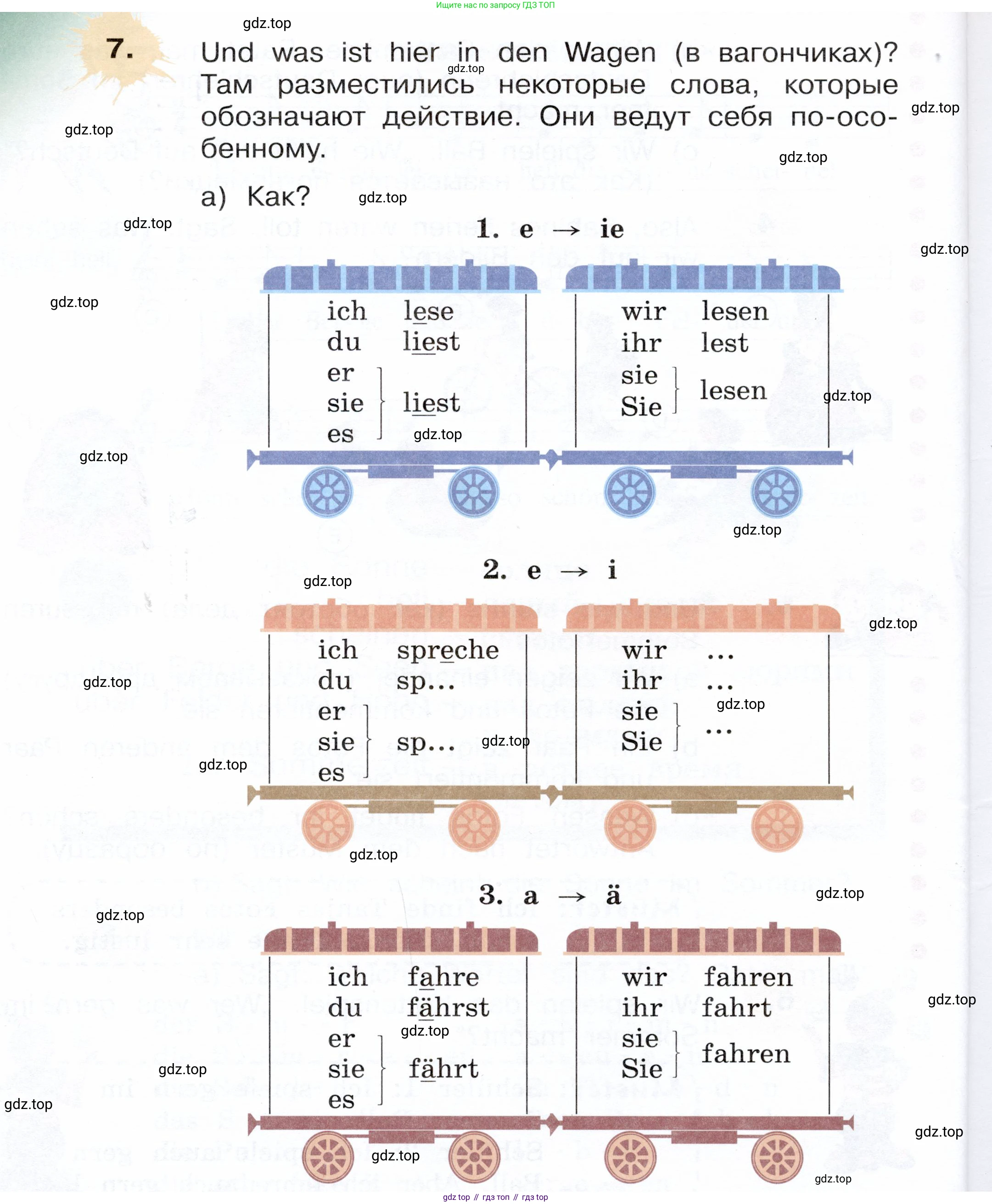 Немецкий язык (Deutsch), 3 класс учебник (lehrbuch), авторы: Бим Инесса Львовна (Bim I), Рыжова Лариса Ивановна (Ryschowa L), Фомичева Людмила Михайловна (Fomitschjowa L), издательство Просвещение, Москва, 2023, салатового цвета, Часть 1, страница 16, номер 7, Условие