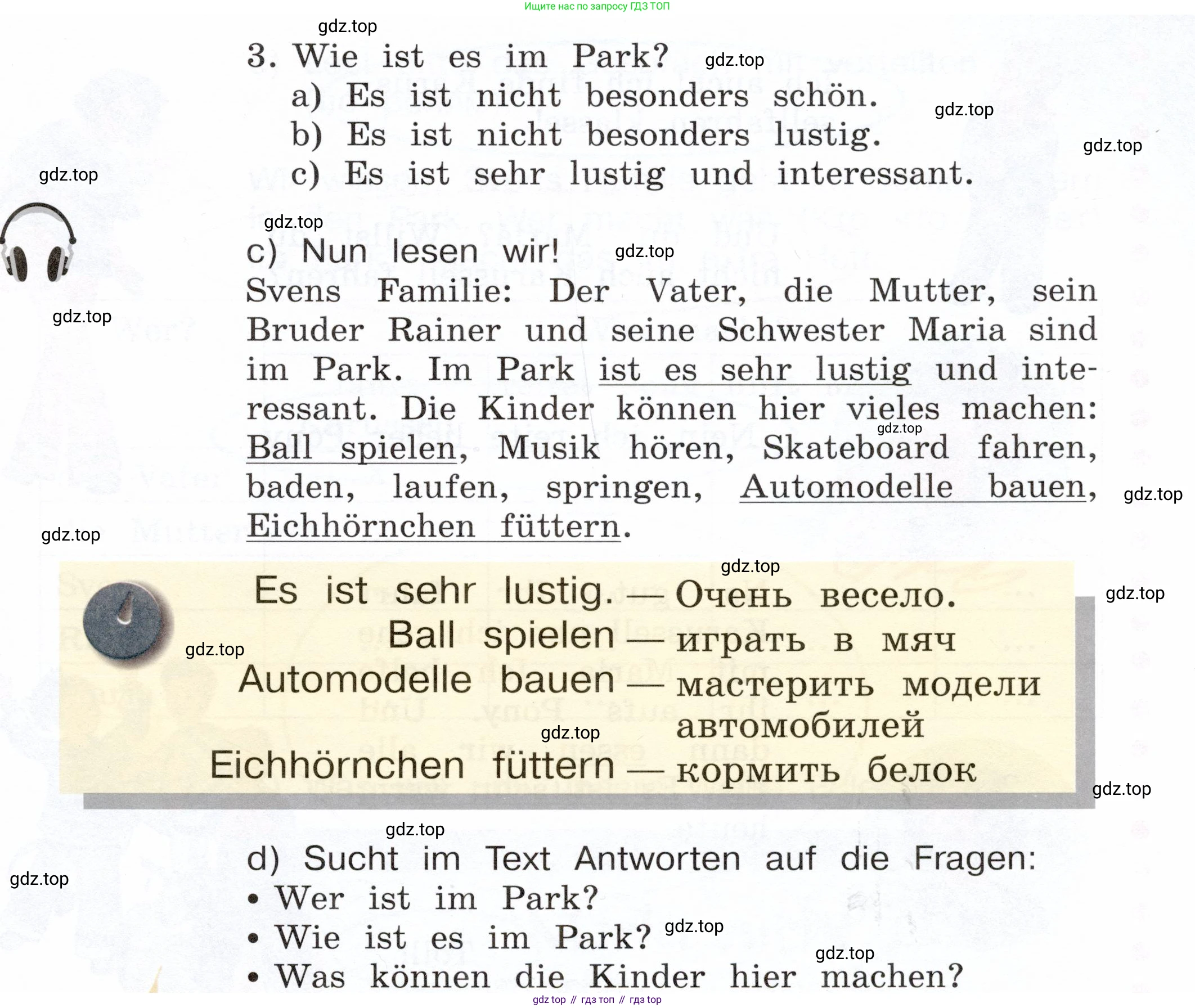 Немецкий язык (Deutsch), 3 класс учебник (lehrbuch), авторы: Бим Инесса Львовна (Bim I), Рыжова Лариса Ивановна (Ryschowa L), Фомичева Людмила Михайловна (Fomitschjowa L), издательство Просвещение, Москва, 2023, салатового цвета, Часть 1, страница 18, номер 3, Условие (продолжение 2)