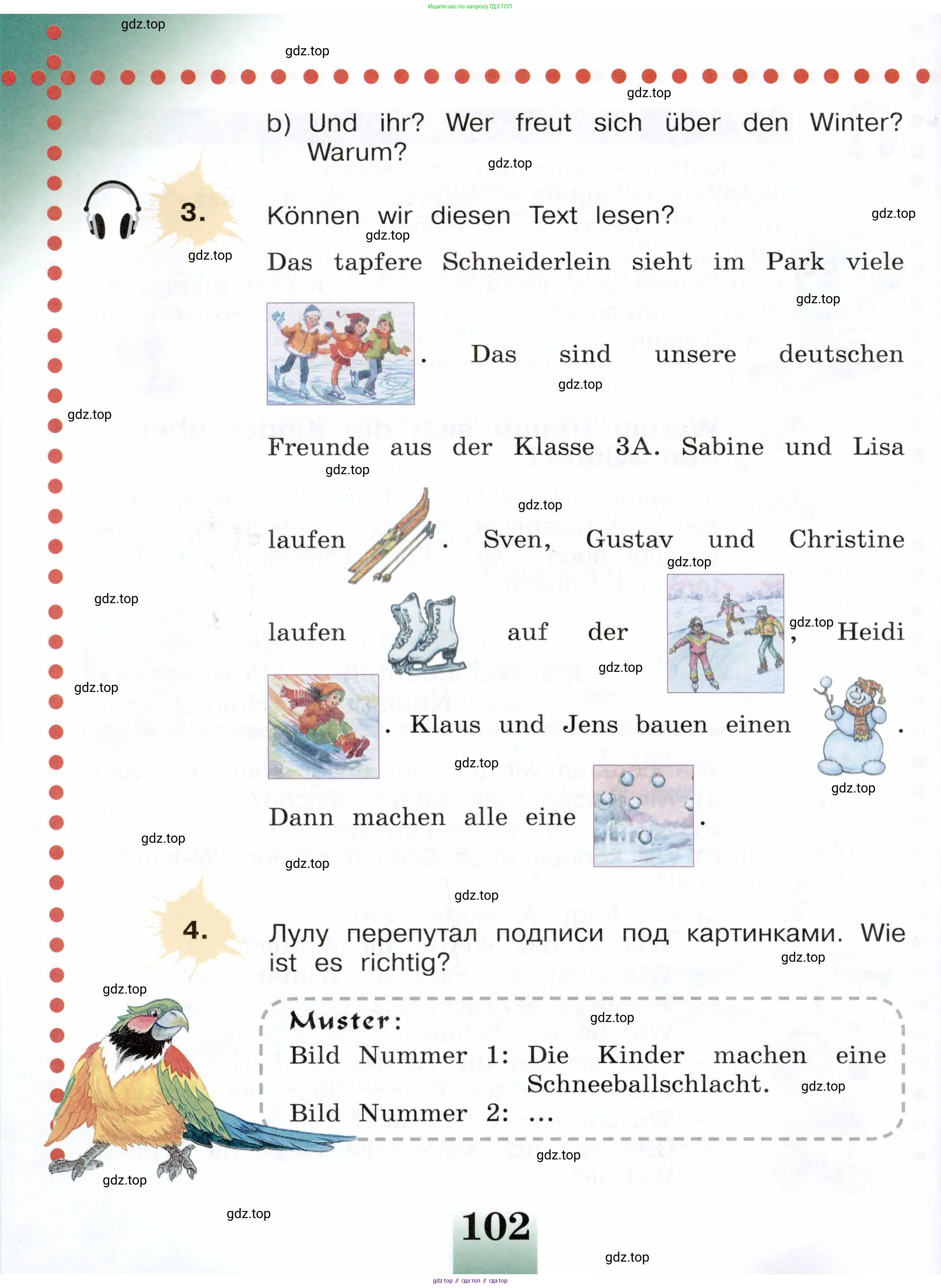 Немецкий язык (Deutsch), 3 класс учебник (lehrbuch), авторы: Бим Инесса Львовна (Bim I), Рыжова Лариса Ивановна (Ryschowa L), Фомичева Людмила Михайловна (Fomitschjowa L), издательство Просвещение, Москва, 2023, салатового цвета, Часть 1, страница 102