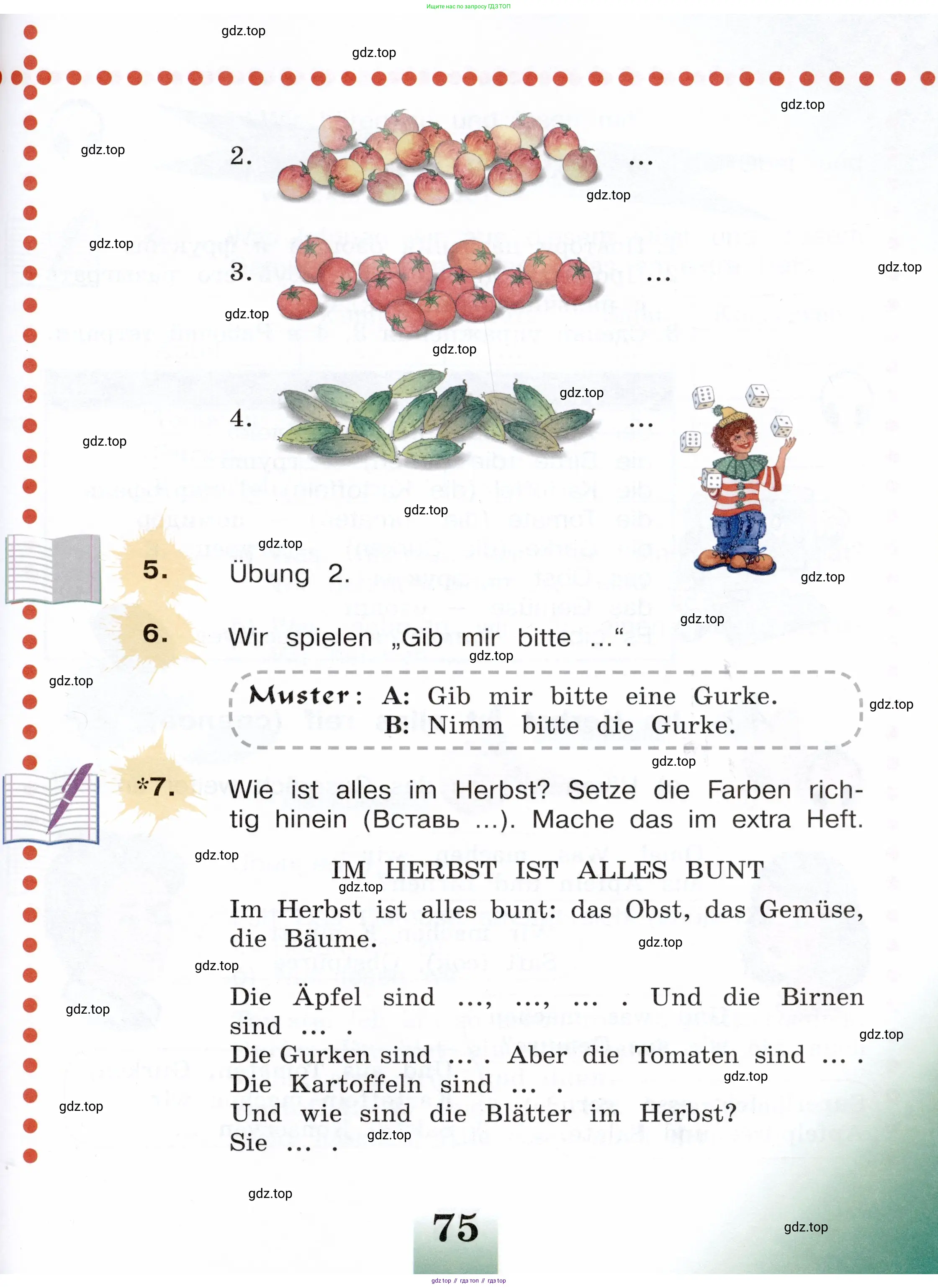Немецкий язык (Deutsch), 3 класс учебник (lehrbuch), авторы: Бим Инесса Львовна (Bim I), Рыжова Лариса Ивановна (Ryschowa L), Фомичева Людмила Михайловна (Fomitschjowa L), издательство Просвещение, Москва, 2023, салатового цвета, Часть 1, страница 75