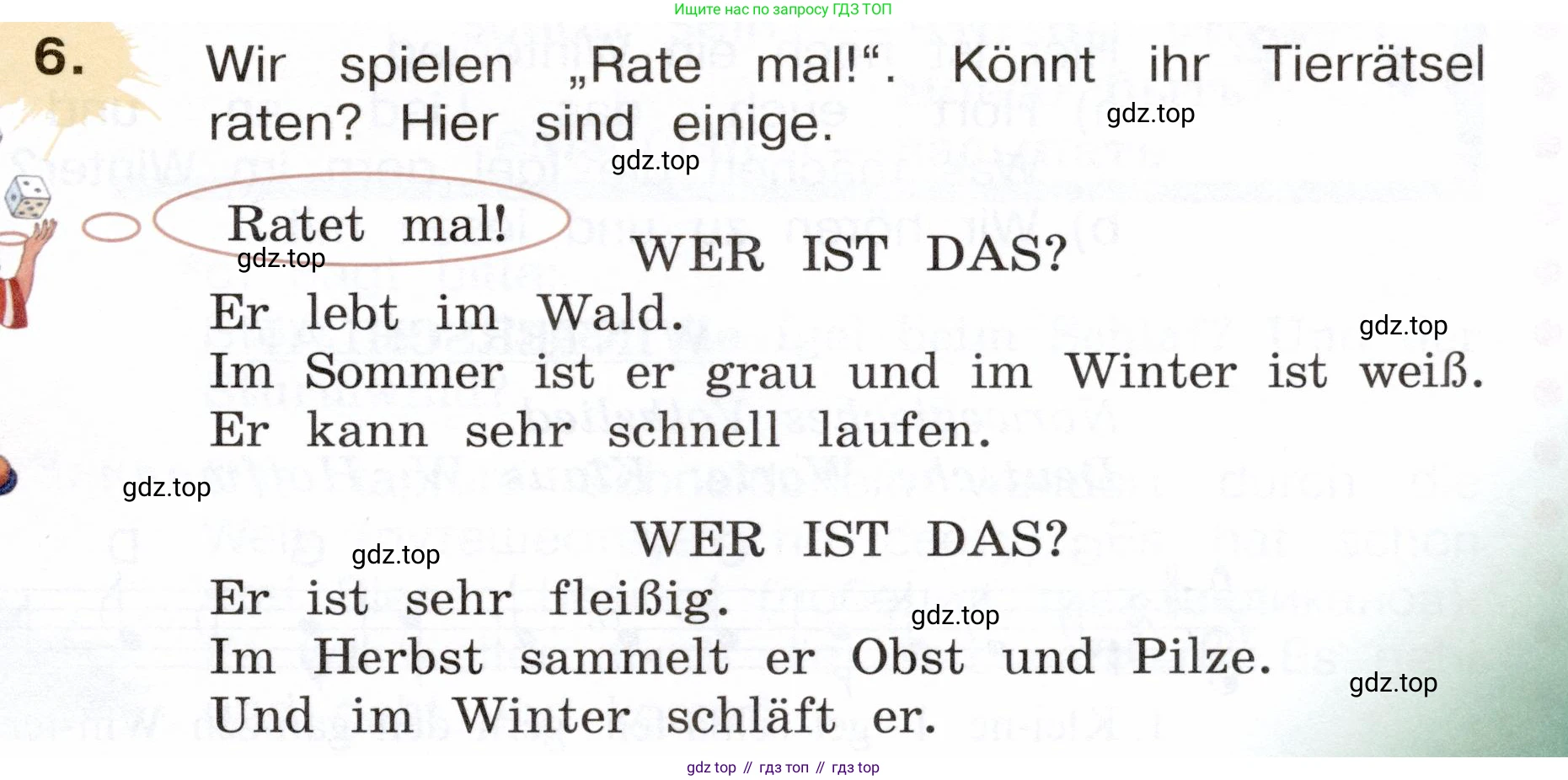 Немецкий язык (Deutsch), 3 класс учебник (lehrbuch), авторы: Бим Инесса Львовна (Bim I), Рыжова Лариса Ивановна (Ryschowa L), Фомичева Людмила Михайловна (Fomitschjowa L), издательство Просвещение, Москва, 2023, салатового цвета, Часть 1, страница 95, номер 6, Условие