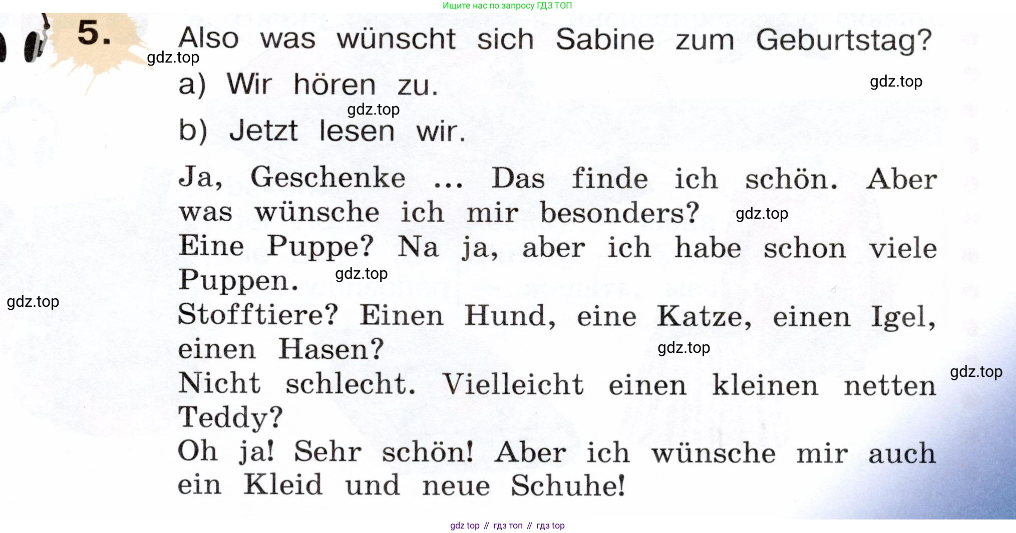 Немецкий язык (Deutsch), 3 класс учебник (lehrbuch), авторы: Бим Инесса Львовна (Bim I), Рыжова Лариса Ивановна (Ryschowa L), Фомичева Людмила Михайловна (Fomitschjowa L), издательство Просвещение, Москва, 2023, салатового цвета, Часть 2, страница 81, номер 5, Условие