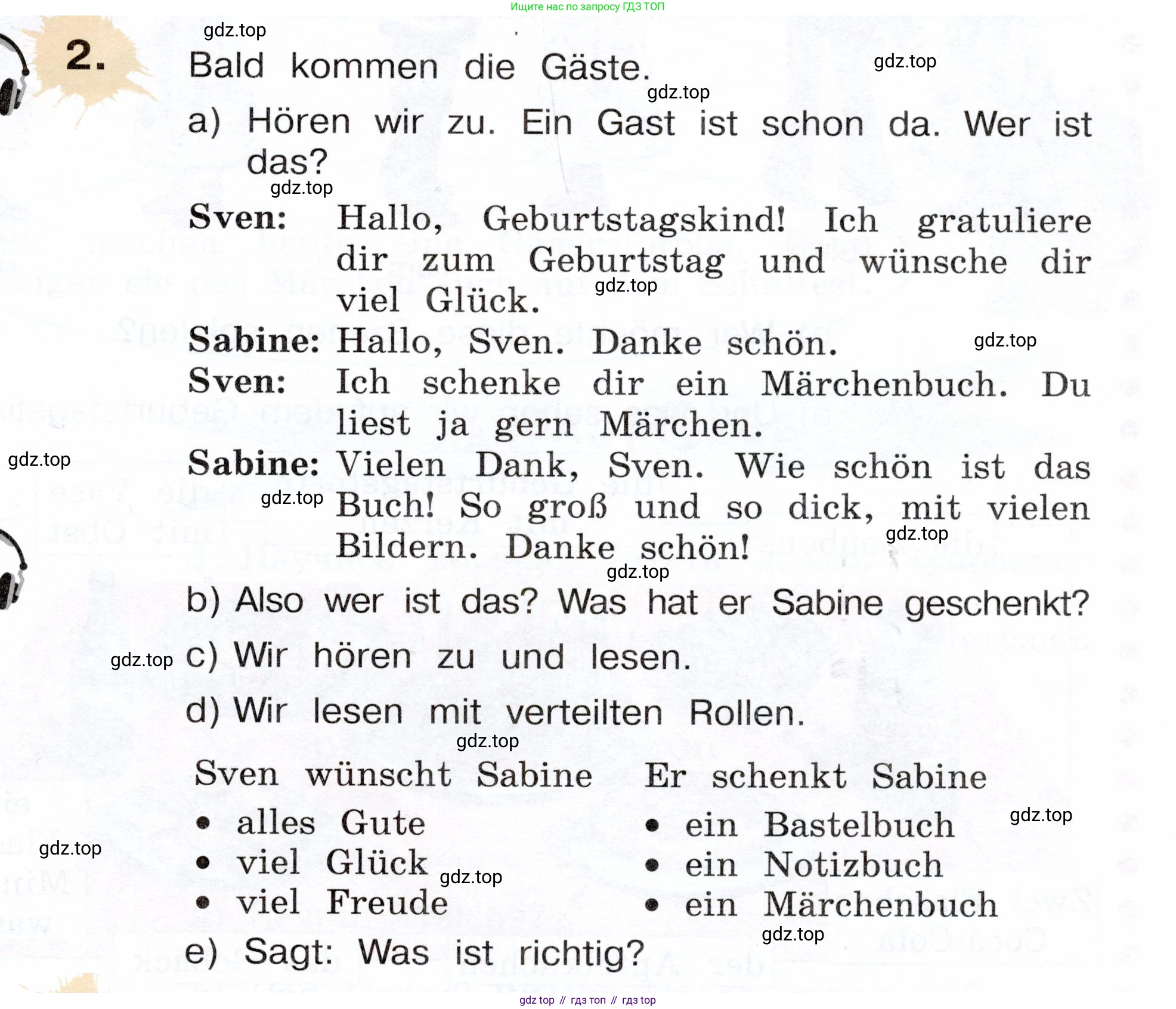 Немецкий язык (Deutsch), 3 класс учебник (lehrbuch), авторы: Бим Инесса Львовна (Bim I), Рыжова Лариса Ивановна (Ryschowa L), Фомичева Людмила Михайловна (Fomitschjowa L), издательство Просвещение, Москва, 2023, салатового цвета, Часть 2, страница 93, номер 2, Условие
