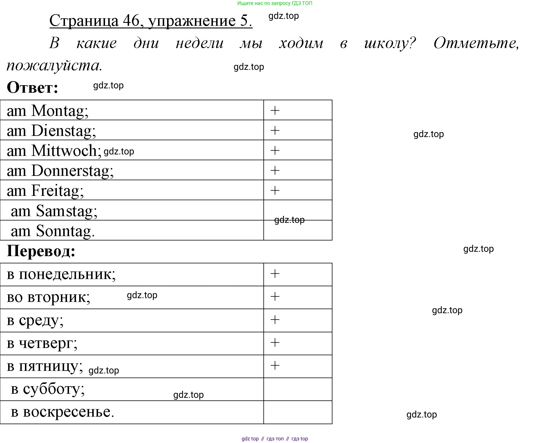 Немецкий язык (Deutsch), 3 класс учебник (lehrbuch), авторы: Бим Инесса Львовна (Bim I), Рыжова Лариса Ивановна (Ryschowa L), Фомичева Людмила Михайловна (Fomitschjowa L), издательство Просвещение, Москва, 2023, салатового цвета, Часть 1, страница 46, номер 5, Решение