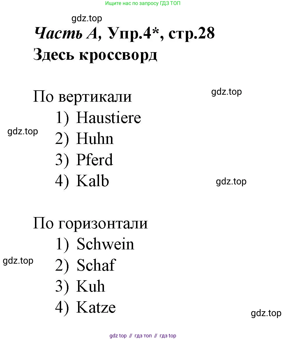 ГДЗ Немецкий язык (Deutsch), 4 класс рабочая тетрадь (arbeitsbuch), авторы: Бим Инесса Львовна (Bim I), Рыжова Лариса Ивановна (Ryschowa L), издательство Просвещение, Москва, 2023, серого цвета, Часть 1, страница 28, номер 4, Решение 2023
