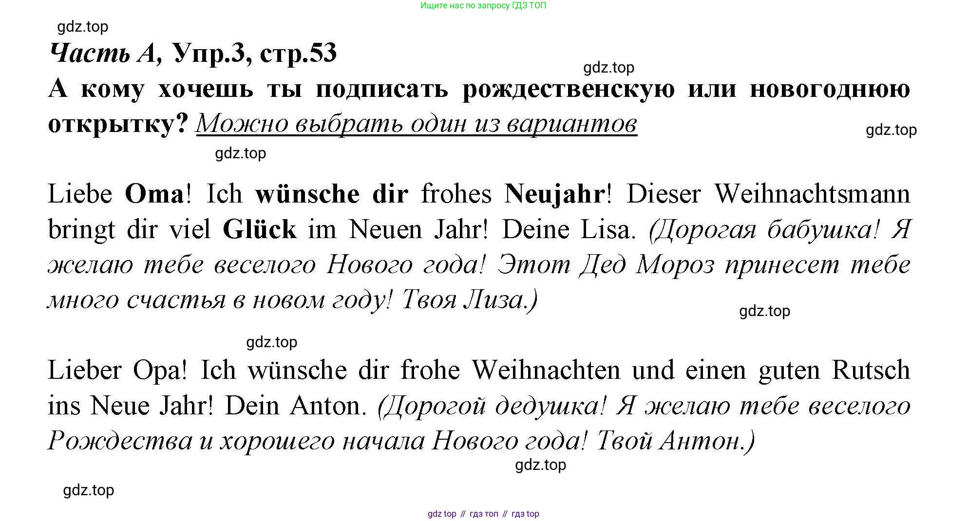 ГДЗ Немецкий язык (Deutsch), 4 класс рабочая тетрадь (arbeitsbuch), авторы: Бим Инесса Львовна (Bim I), Рыжова Лариса Ивановна (Ryschowa L), издательство Просвещение, Москва, 2023, серого цвета, Часть 1, страница 53, номер 3, Решение 2023