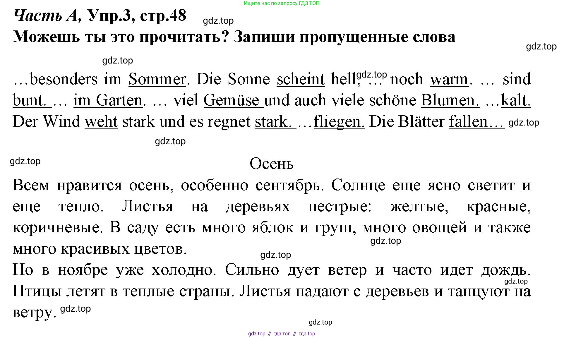 ГДЗ Немецкий язык (Deutsch), 4 класс рабочая тетрадь (arbeitsbuch), авторы: Бим Инесса Львовна (Bim I), Рыжова Лариса Ивановна (Ryschowa L), издательство Просвещение, Москва, 2023, серого цвета, Часть 1, страница 48, номер 3, Решение 2008-2022