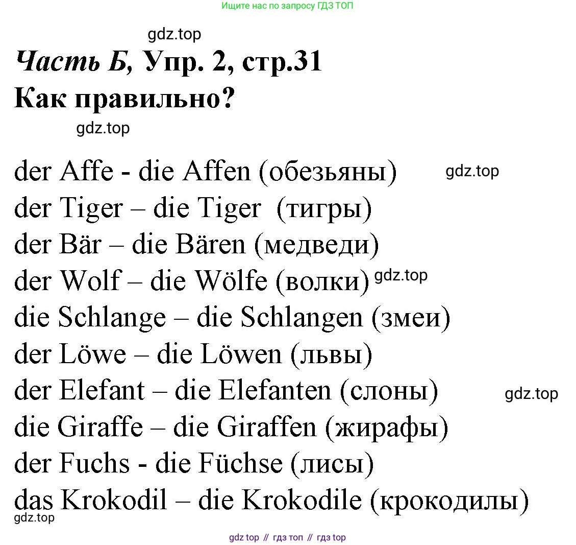 ГДЗ Немецкий язык (Deutsch), 4 класс рабочая тетрадь (arbeitsbuch), авторы: Бим Инесса Львовна (Bim I), Рыжова Лариса Ивановна (Ryschowa L), издательство Просвещение, Москва, 2023, серого цвета, Часть 2, страница 31, номер 2, Решение 2008-2022