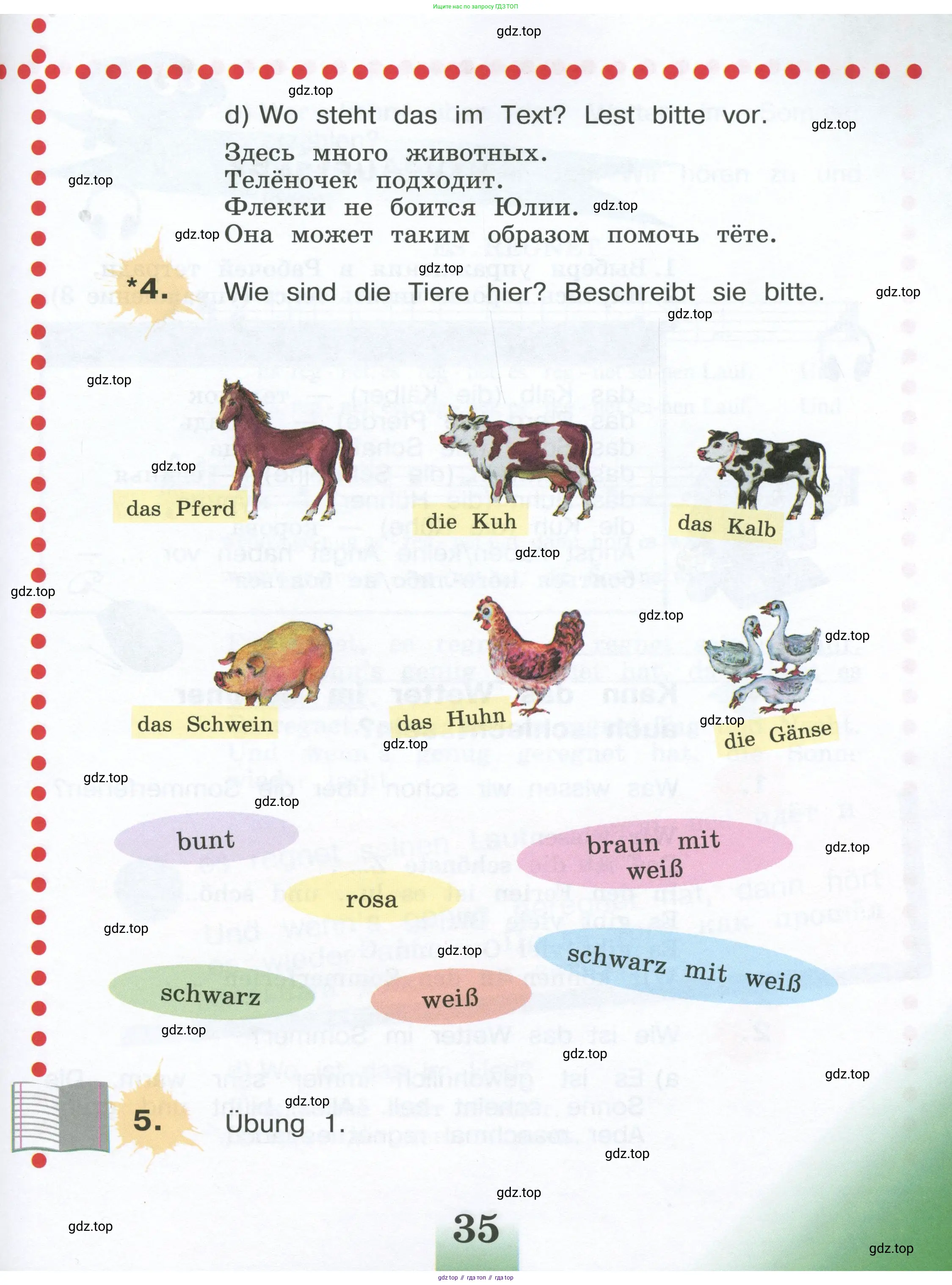 Немецкий язык (Deutsch), 4 класс учебник (lehrbuch), авторы: Бим Инесса Львовна (Bim I), Рыжова Лариса Ивановна (Ryschowa L), издательство Просвещение, Москва, 2023, серого цвета, Часть 1, страница 35