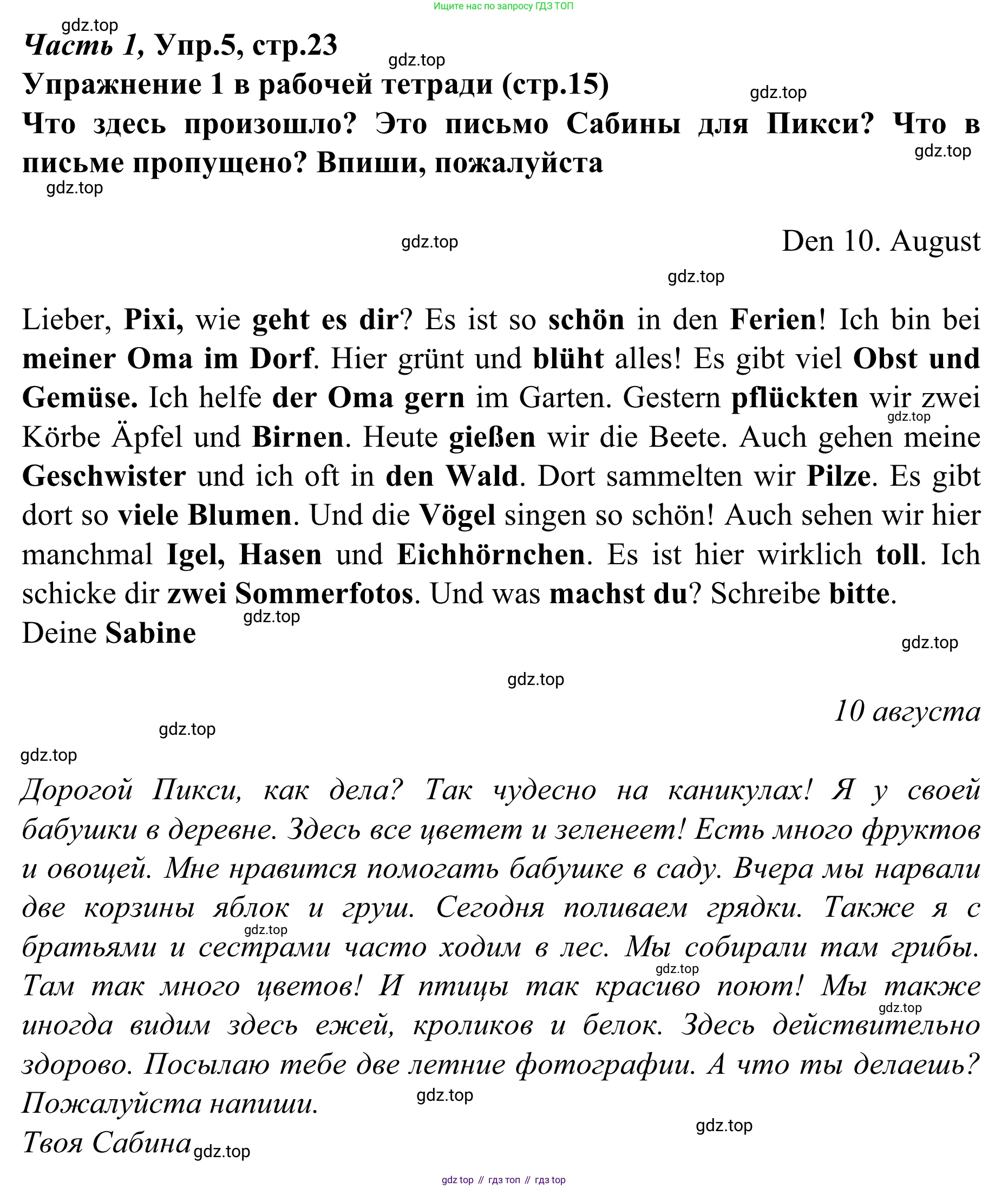 Немецкий язык (Deutsch), 4 класс учебник (lehrbuch), авторы: Бим Инесса Львовна (Bim I), Рыжова Лариса Ивановна (Ryschowa L), издательство Просвещение, Москва, 2023, серого цвета, Часть 1, страница 23, номер 5, Решение 2023