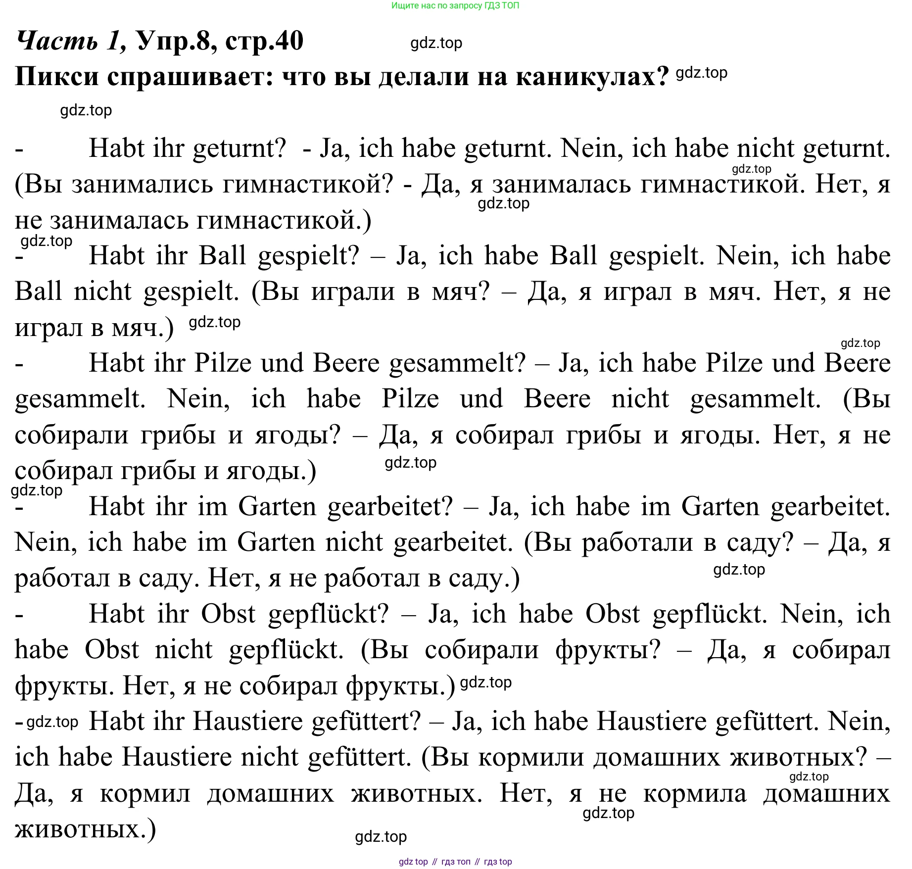 Немецкий язык (Deutsch), 4 класс учебник (lehrbuch), авторы: Бим Инесса Львовна (Bim I), Рыжова Лариса Ивановна (Ryschowa L), издательство Просвещение, Москва, 2023, серого цвета, Часть 1, страница 40, номер 8, Решение 2023