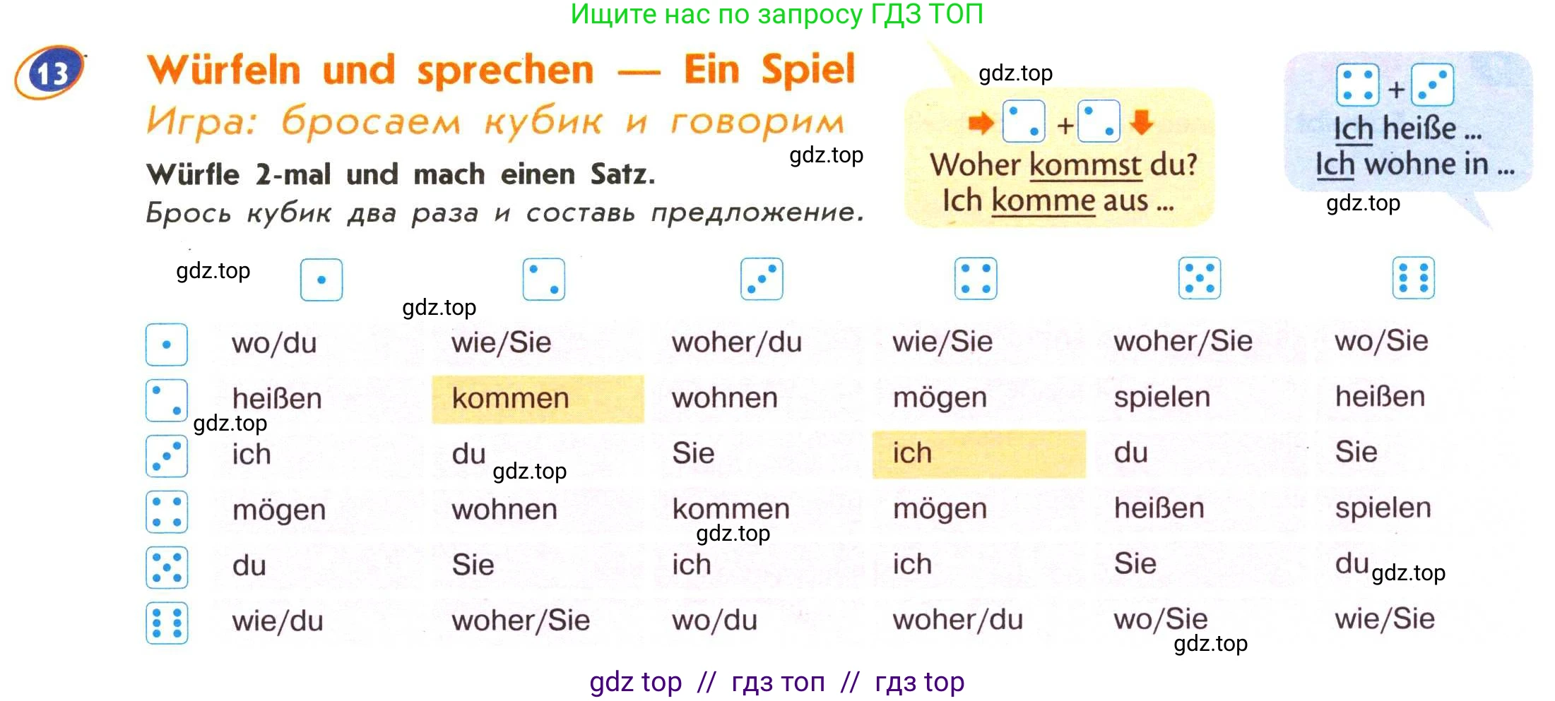 Немецкий язык (Deutsch), 5 класс учебник (lehrbuch), авторы: Аверин Михаил Михайлович (Awerin М), Джин Фридерике (Jin Friederike), Рорман Лутц (Rohrmann Lutz), Збранкова Милена, издательство Просвещение, Москва, 2023, оранжевого цвета, страница 10, номер 13, Условие