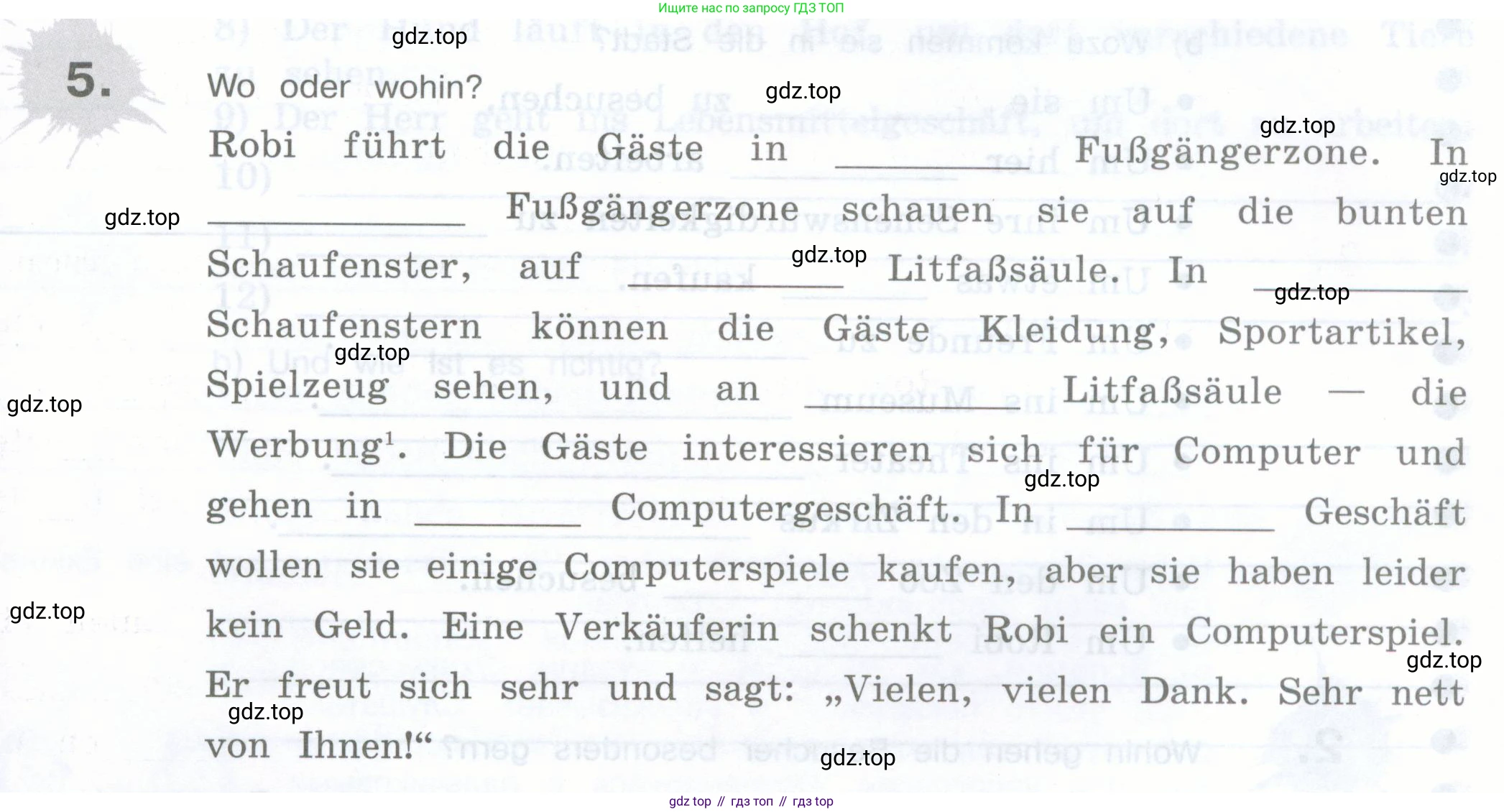 Немецкий язык (Deutsch), 5 класс рабочая тетрадь (arbeitsbuch), авторы: Бим Инесса Львовна (Bim I), Рыжова Лариса Ивановна (Ryschowa L), издательство Просвещение, Москва, 2023, голубого цвета, страница 89, номер 5, Условие