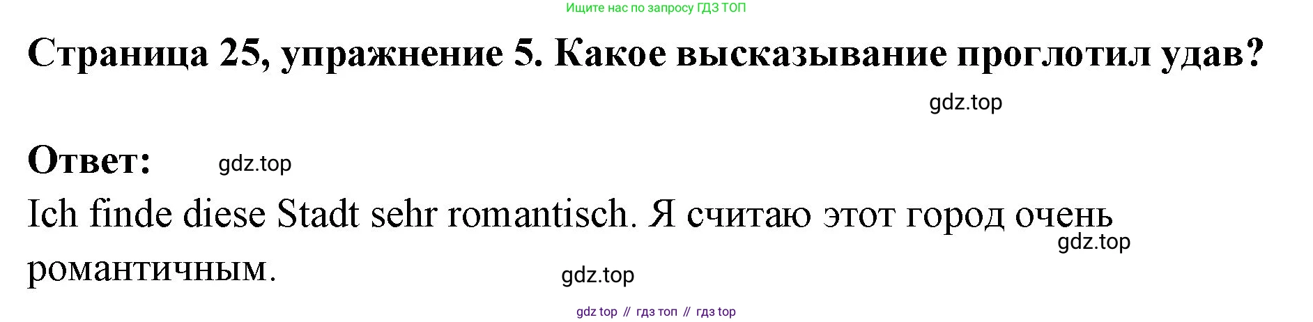Немецкий язык (Deutsch), 5 класс рабочая тетрадь (arbeitsbuch), авторы: Бим Инесса Львовна (Bim I), Рыжова Лариса Ивановна (Ryschowa L), издательство Просвещение, Москва, 2023, голубого цвета, страница 25, номер 5, Решение