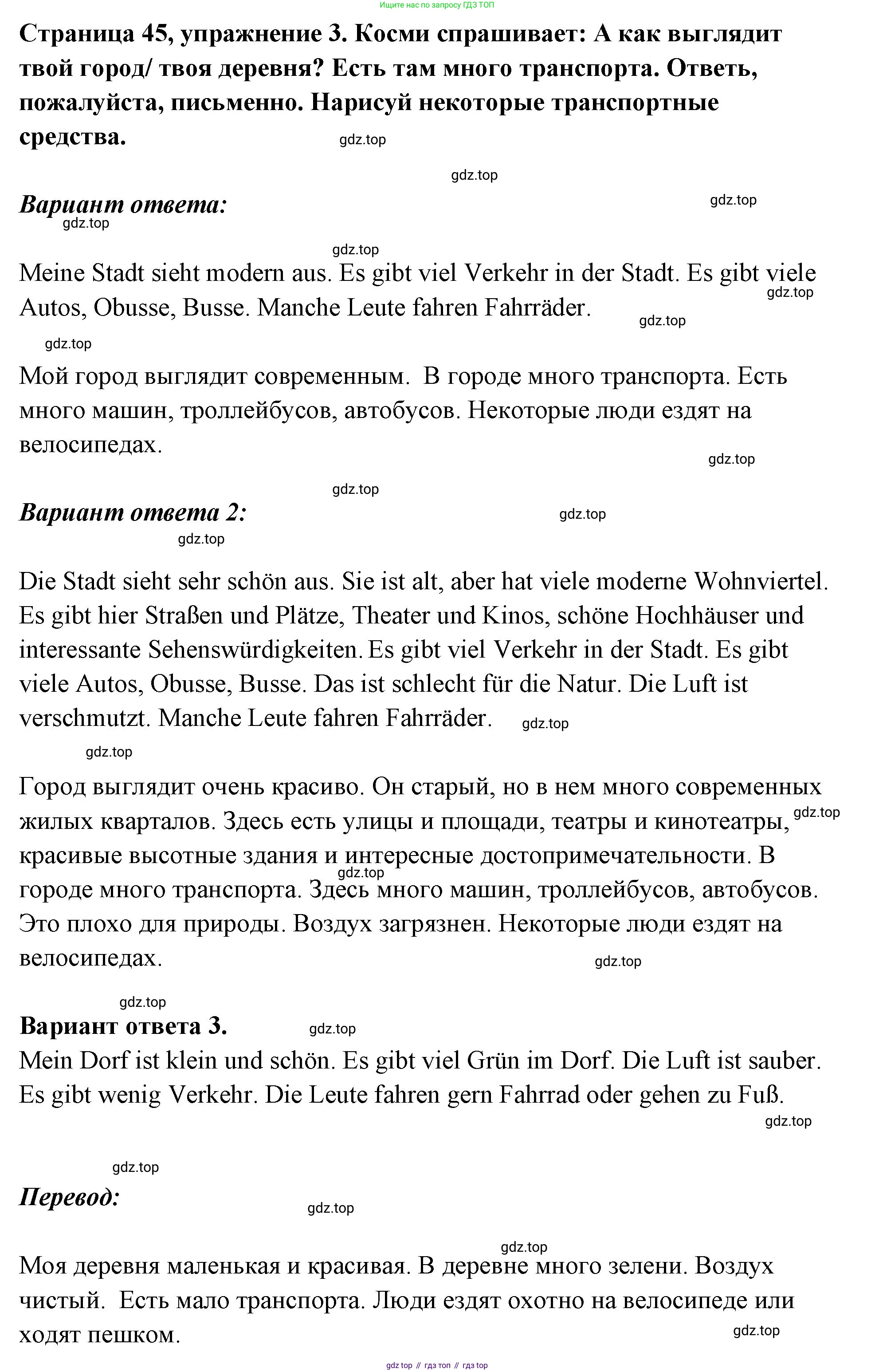 Немецкий язык (Deutsch), 5 класс рабочая тетрадь (arbeitsbuch), авторы: Бим Инесса Львовна (Bim I), Рыжова Лариса Ивановна (Ryschowa L), издательство Просвещение, Москва, 2023, голубого цвета, страница 45, номер 3, Решение