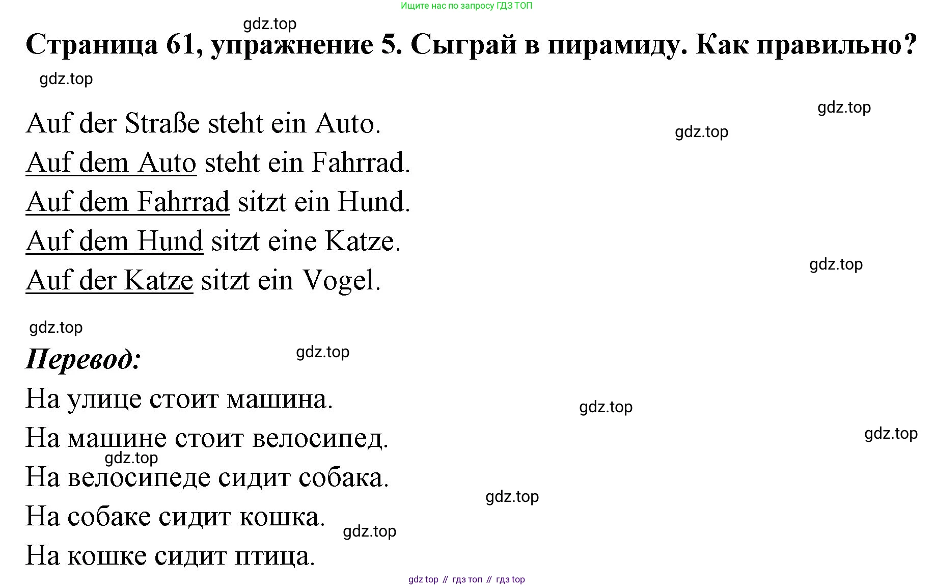 Немецкий язык (Deutsch), 5 класс рабочая тетрадь (arbeitsbuch), авторы: Бим Инесса Львовна (Bim I), Рыжова Лариса Ивановна (Ryschowa L), издательство Просвещение, Москва, 2023, голубого цвета, страница 61, номер 5, Решение
