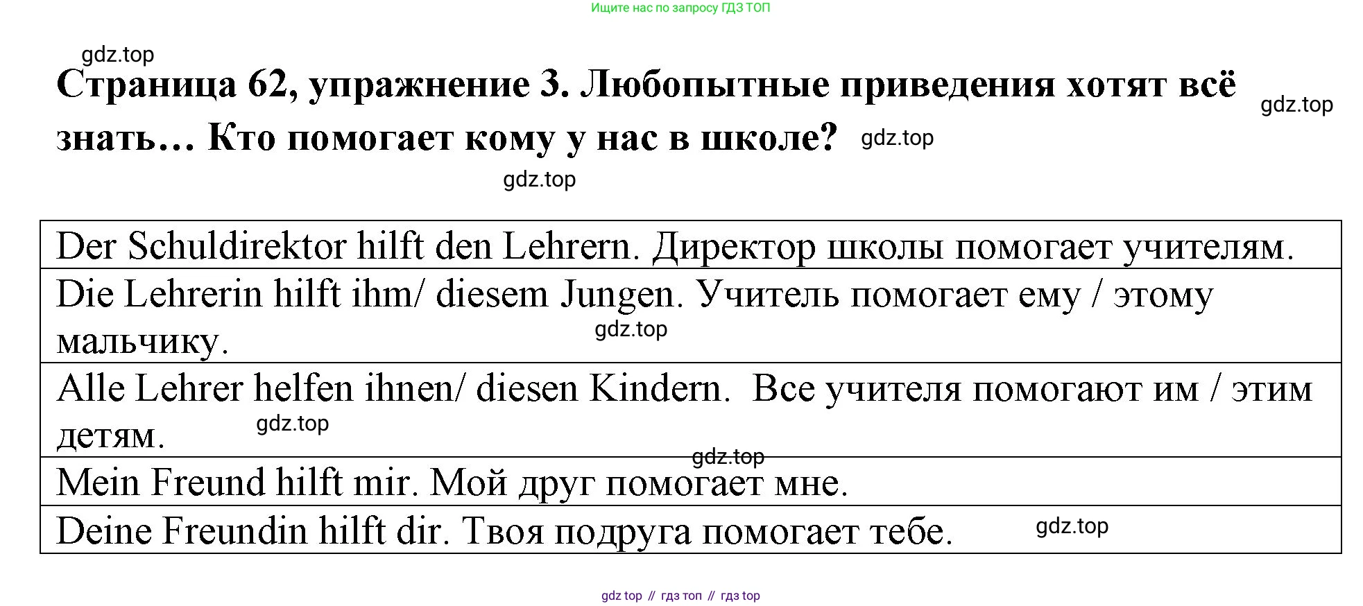 Немецкий язык (Deutsch), 5 класс рабочая тетрадь (arbeitsbuch), авторы: Бим Инесса Львовна (Bim I), Рыжова Лариса Ивановна (Ryschowa L), издательство Просвещение, Москва, 2023, голубого цвета, страница 62, номер 3, Решение
