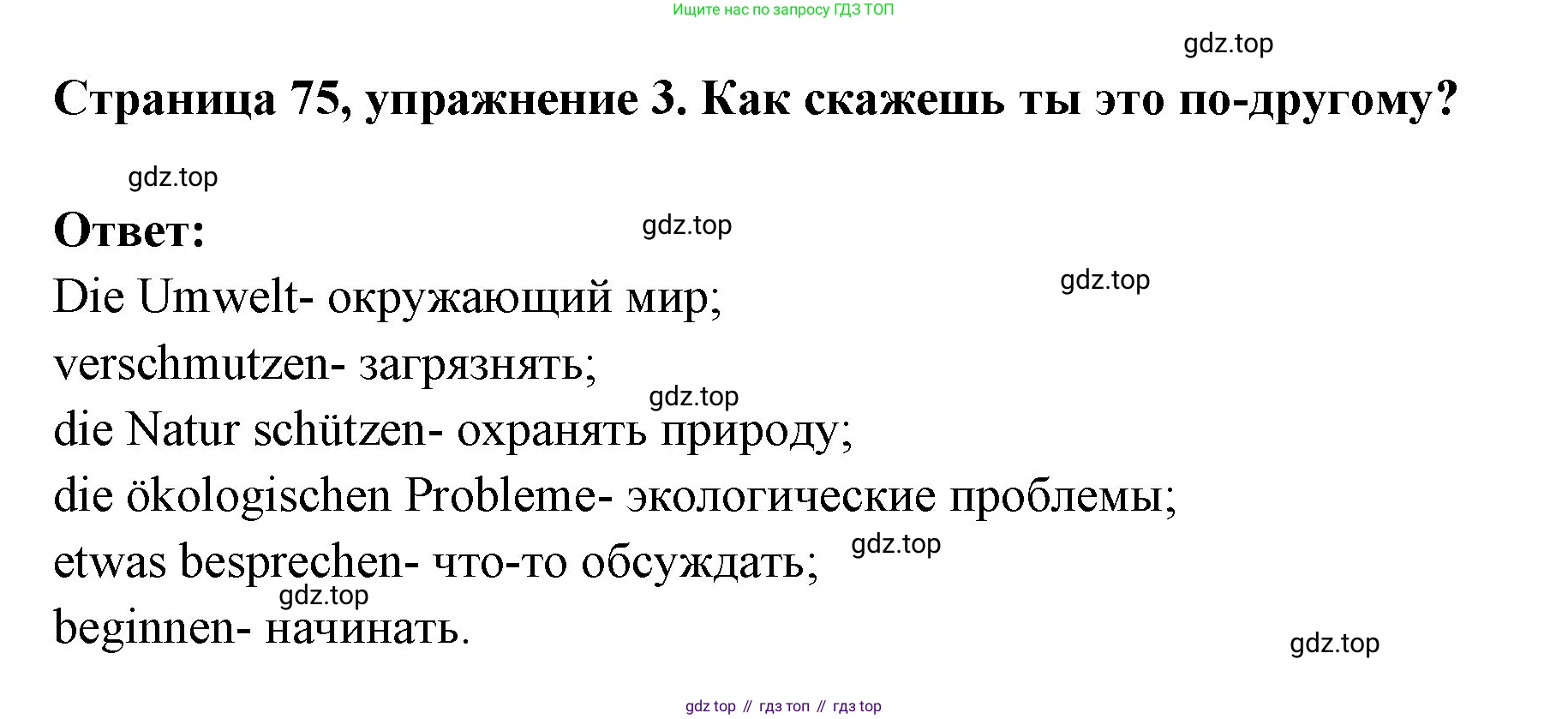 Немецкий язык (Deutsch), 5 класс рабочая тетрадь (arbeitsbuch), авторы: Бим Инесса Львовна (Bim I), Рыжова Лариса Ивановна (Ryschowa L), издательство Просвещение, Москва, 2023, голубого цвета, страница 75, номер 3, Решение