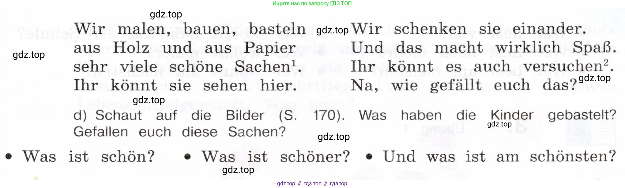 Немецкий язык (Deutsch), 5 класс учебник (lehrbuch), авторы: Бим Инесса Львовна (Bim I), Рыжова Лариса Ивановна (Ryschowa L), издательство Просвещение, Москва, 2023, голубого цвета, страница 170, номер 1, Условие (продолжение 2)