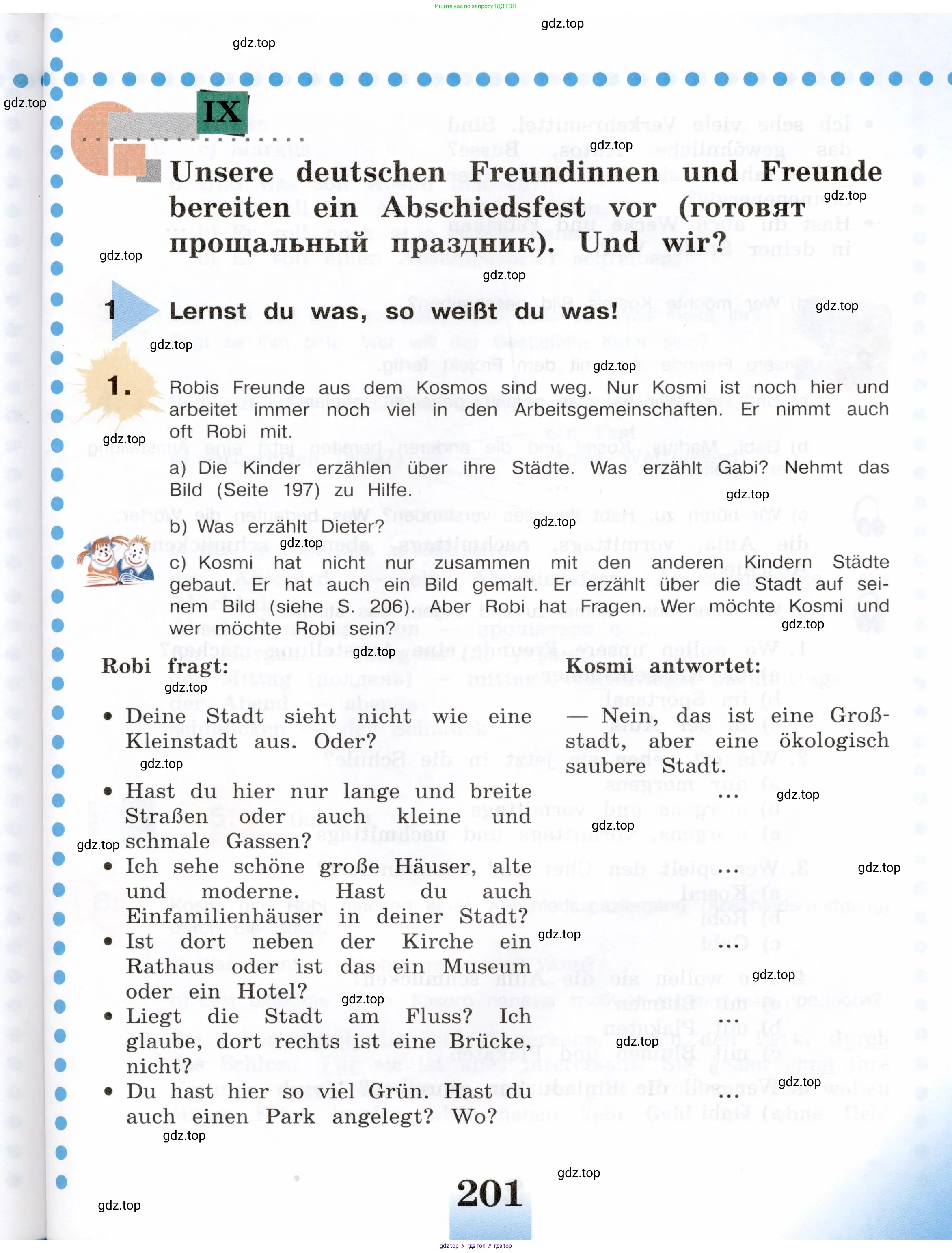 Немецкий язык (Deutsch), 5 класс учебник (lehrbuch), авторы: Бим Инесса Львовна (Bim I), Рыжова Лариса Ивановна (Ryschowa L), издательство Просвещение, Москва, 2023, голубого цвета, страница 201
