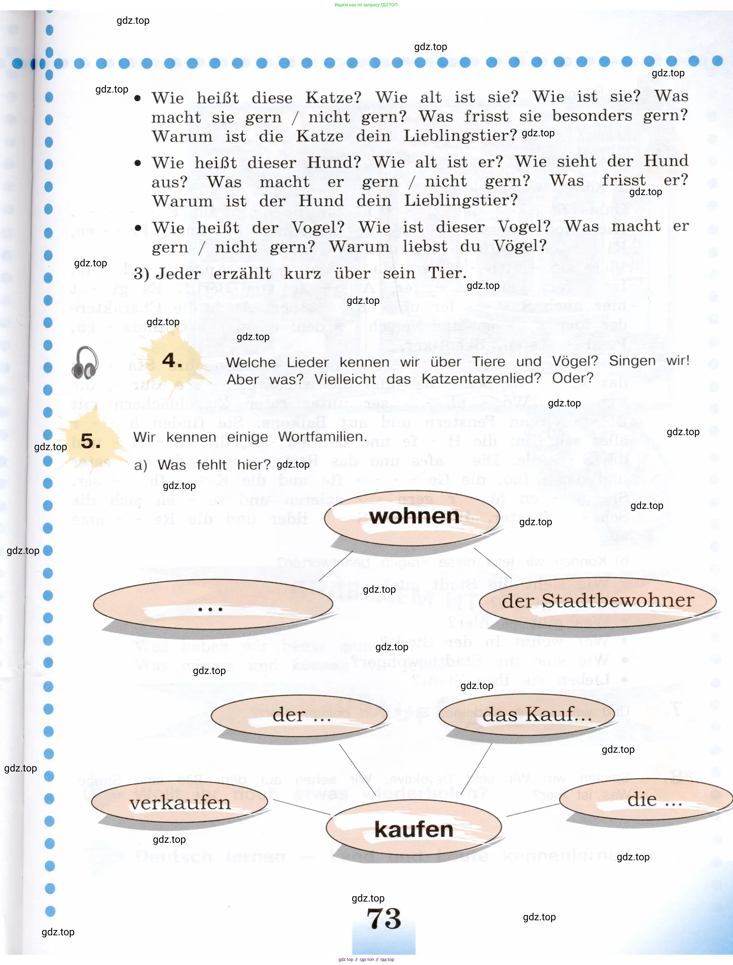 Немецкий язык (Deutsch), 5 класс учебник (lehrbuch), авторы: Бим Инесса Львовна (Bim I), Рыжова Лариса Ивановна (Ryschowa L), издательство Просвещение, Москва, 2023, голубого цвета, страница 73