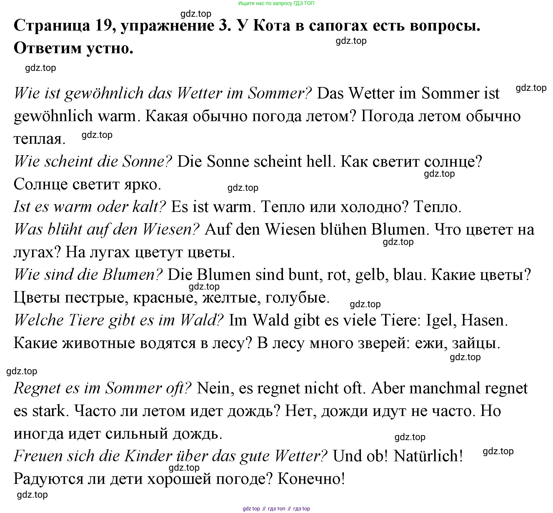 Немецкий язык (Deutsch), 5 класс учебник (lehrbuch), авторы: Бим Инесса Львовна (Bim I), Рыжова Лариса Ивановна (Ryschowa L), издательство Просвещение, Москва, 2023, голубого цвета, страница 19, номер 3, Решение