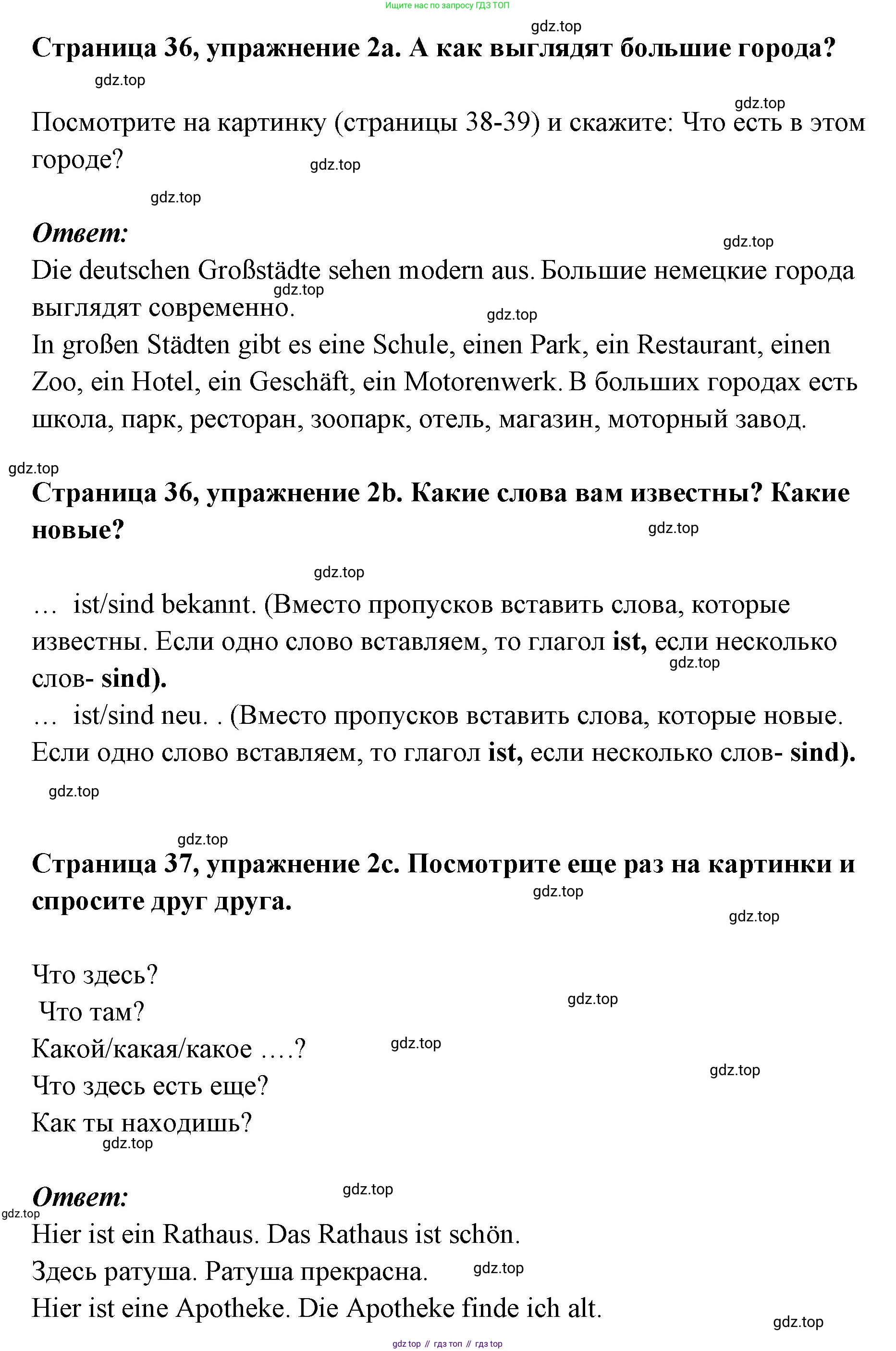 Немецкий язык (Deutsch), 5 класс учебник (lehrbuch), авторы: Бим Инесса Львовна (Bim I), Рыжова Лариса Ивановна (Ryschowa L), издательство Просвещение, Москва, 2023, голубого цвета, страница 36, номер 2, Решение