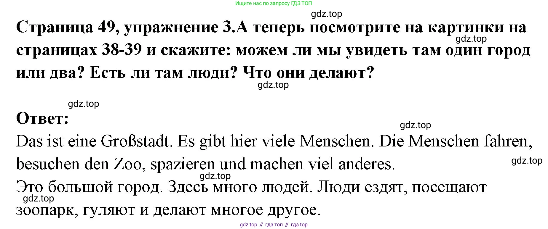 Немецкий язык (Deutsch), 5 класс учебник (lehrbuch), авторы: Бим Инесса Львовна (Bim I), Рыжова Лариса Ивановна (Ryschowa L), издательство Просвещение, Москва, 2023, голубого цвета, страница 49, номер 3, Решение