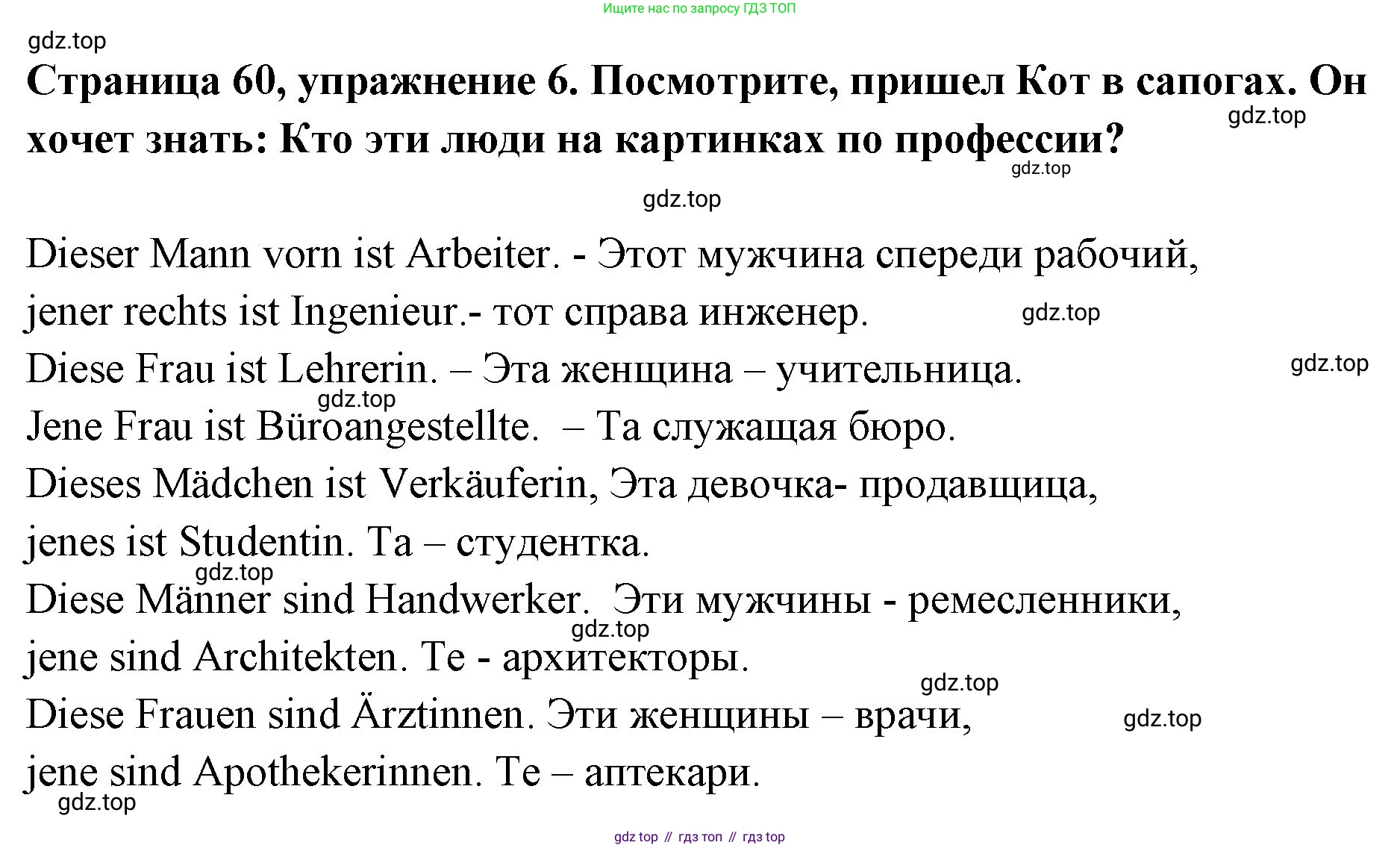 Немецкий язык (Deutsch), 5 класс учебник (lehrbuch), авторы: Бим Инесса Львовна (Bim I), Рыжова Лариса Ивановна (Ryschowa L), издательство Просвещение, Москва, 2023, голубого цвета, страница 60, номер 6, Решение